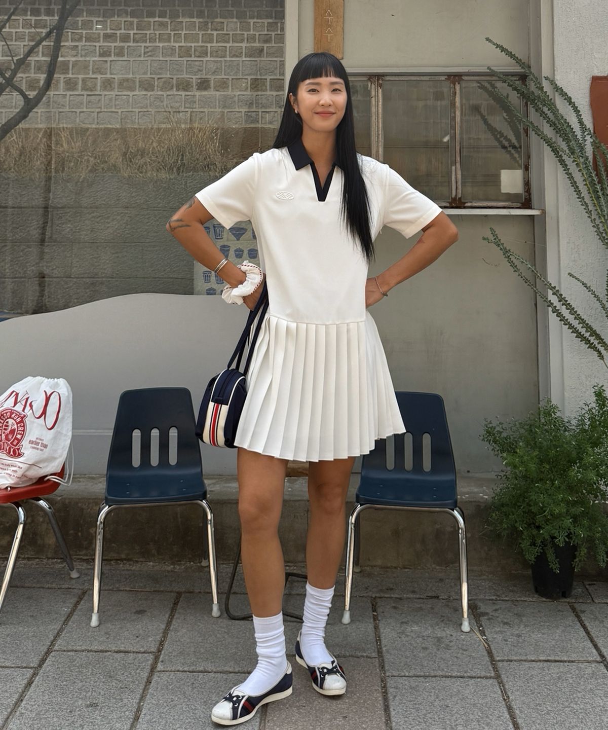미나수(MENASOO) Low Waist Pleated One Piece_White
