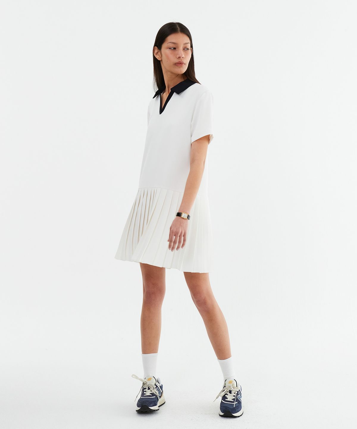 미나수(MENASOO) Low Waist Pleated One Piece_White