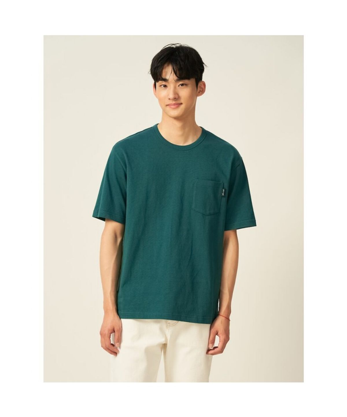 빈폴 멘(BEANPOLE MEN) 헤리티지 헤비웨이트 라운드 티셔츠  그린 (BC5442C92M)
