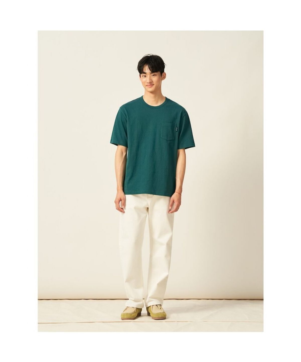 빈폴 멘(BEANPOLE MEN) 헤리티지 헤비웨이트 라운드 티셔츠  그린 (BC5442C92M)