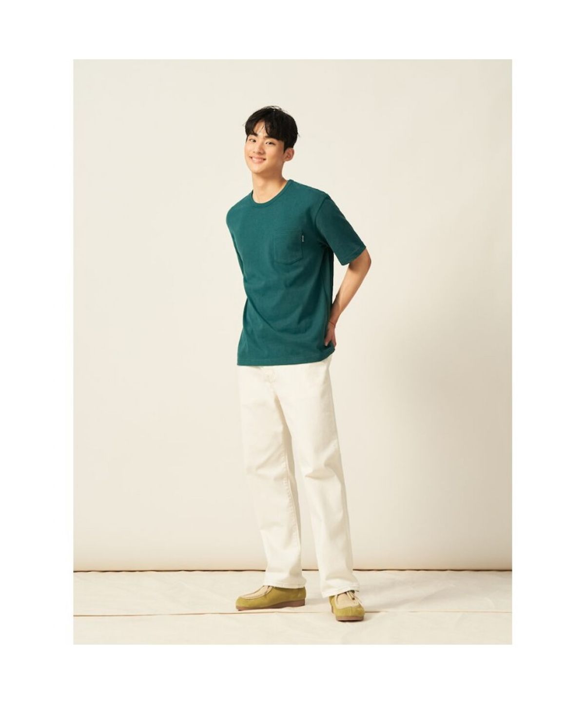 빈폴 멘(BEANPOLE MEN) 헤리티지 헤비웨이트 라운드 티셔츠  그린 (BC5442C92M)