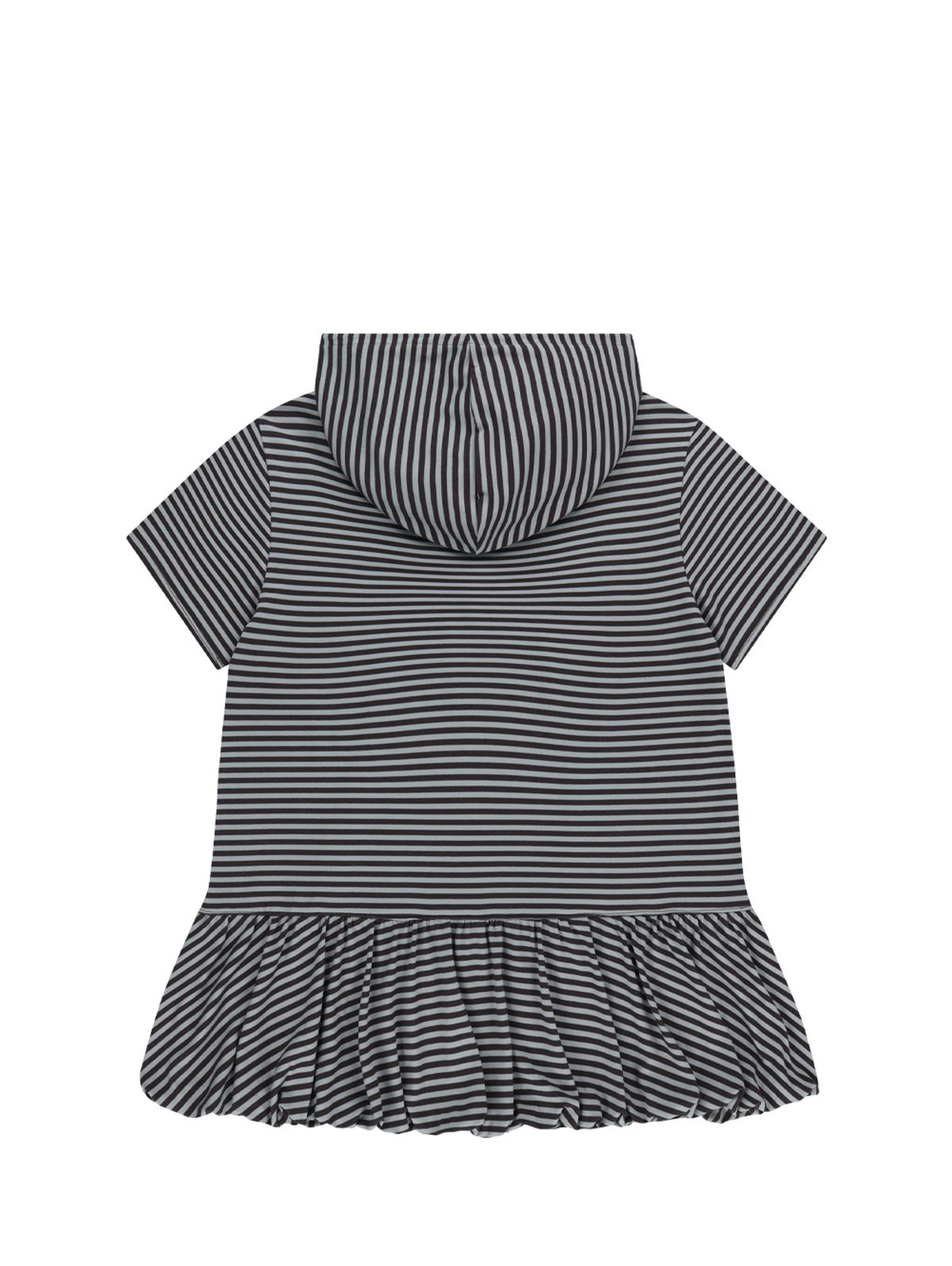 뚜오미오(TUOMIO) STRIPE BALLOON HOOD DRESS [CHARCOAL]