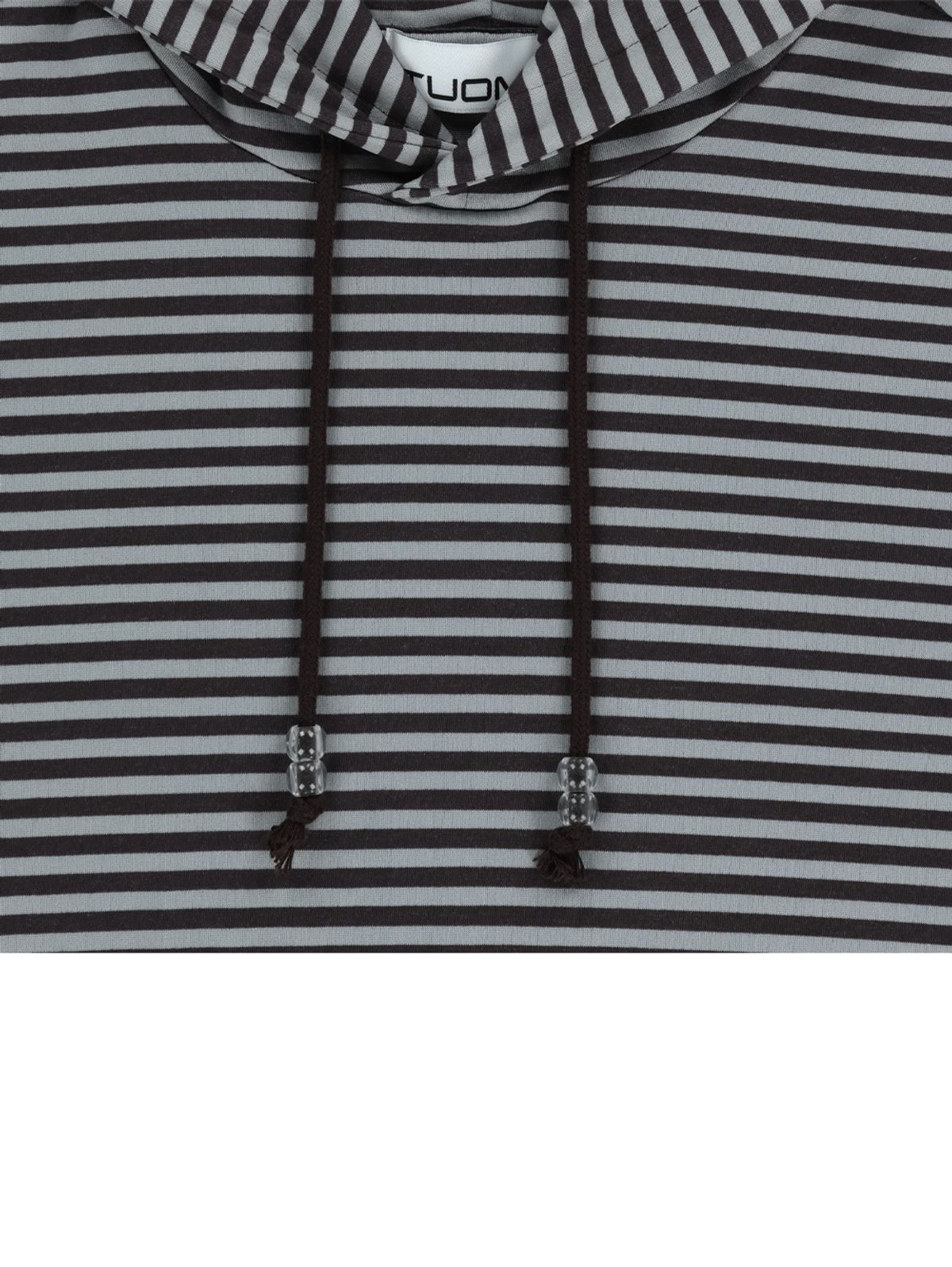 뚜오미오(TUOMIO) STRIPE BALLOON HOOD DRESS [CHARCOAL]