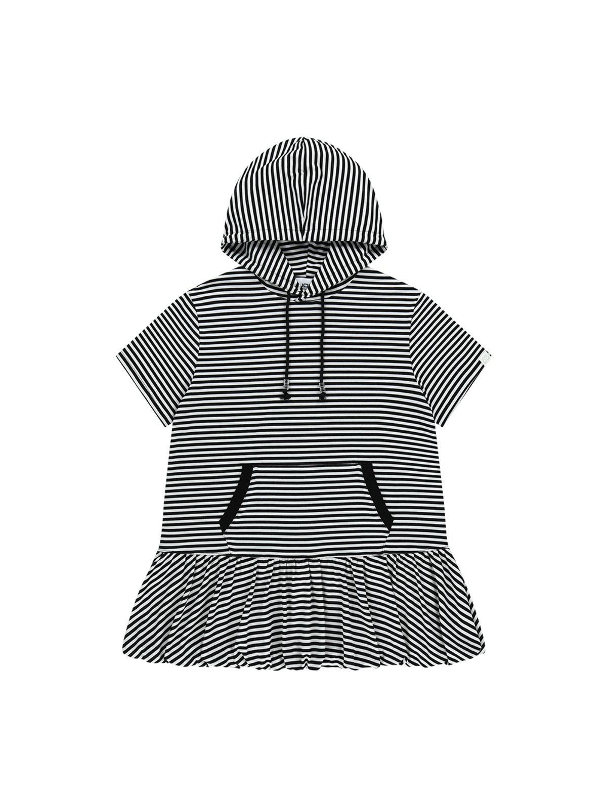 뚜오미오(TUOMIO) STRIPE BALLOON HOOD DRESS [BLACK]
