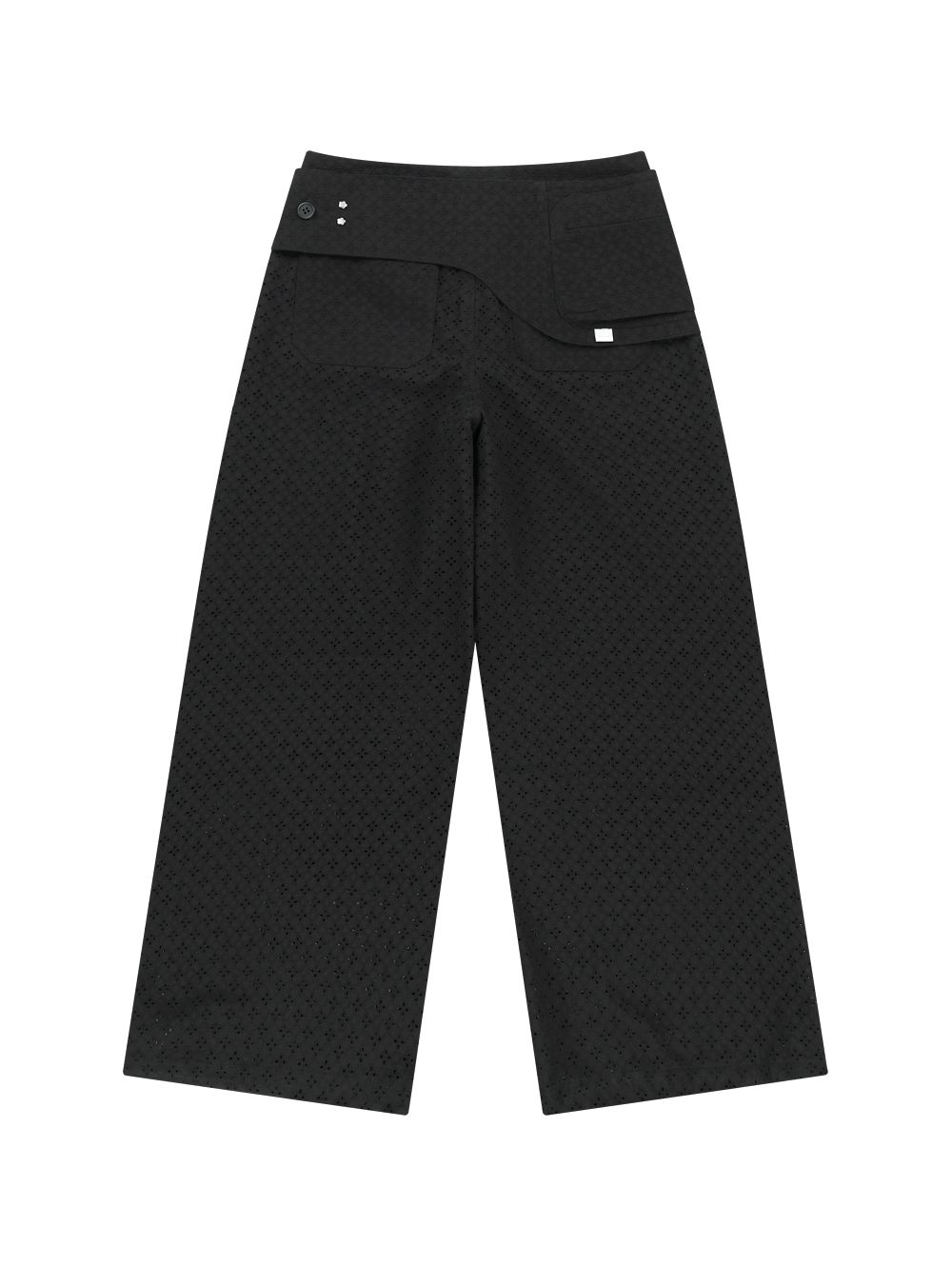 【TUOMIO】EYELET BELT BAG PANTS [BLACK・WHITE] TUOMIO】EYELET BELT BAG PANTS / 【トゥオミオ】アイレット