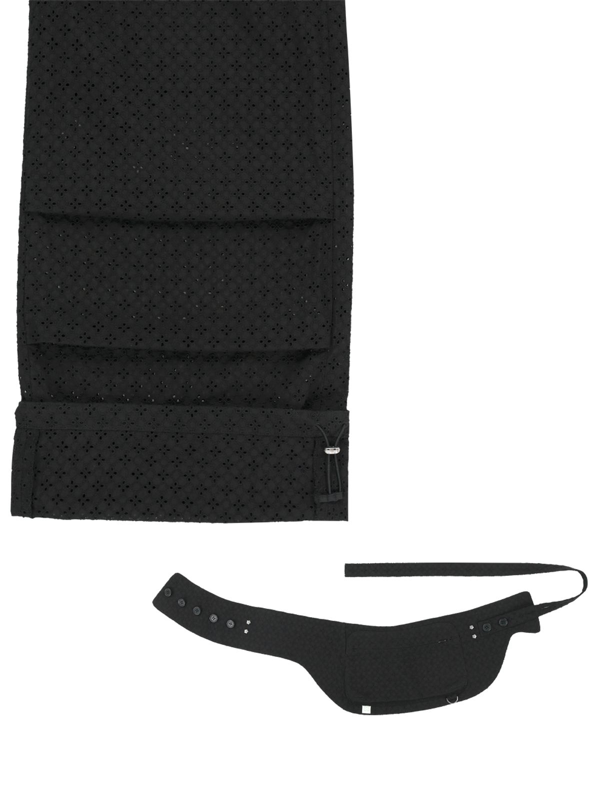 뚜오미오(TUOMIO) EYELET BELT BAG PANTS [BLACK]