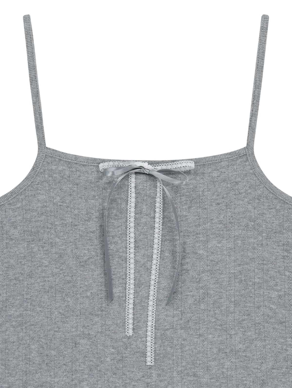 뚜오미오(TUOMIO) POINTELLE RIBBON CAMI [HEATHER GREY]