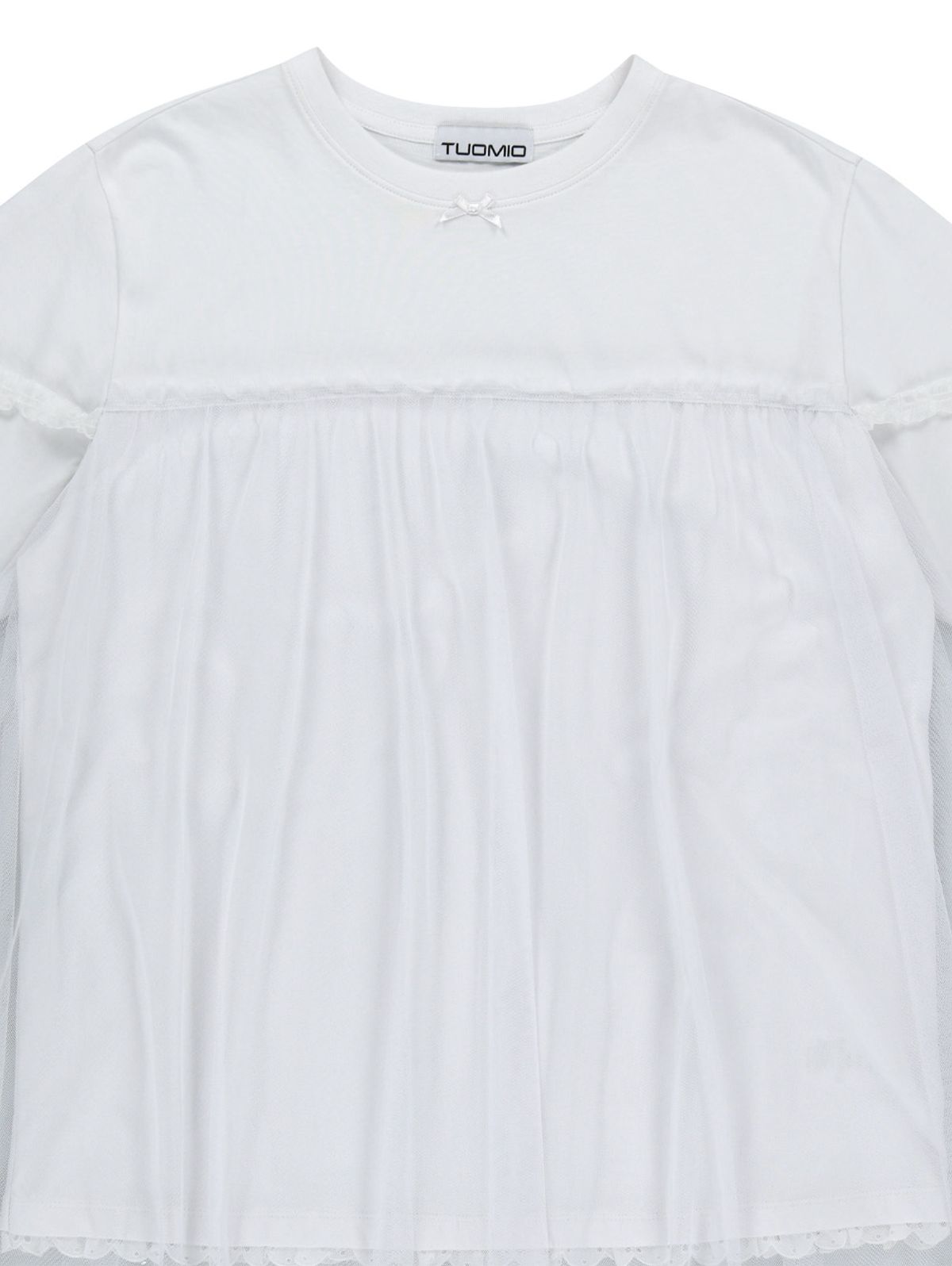 뚜오미오(TUOMIO) MESH LAYERED LACE T-SHIRT [WHITE]