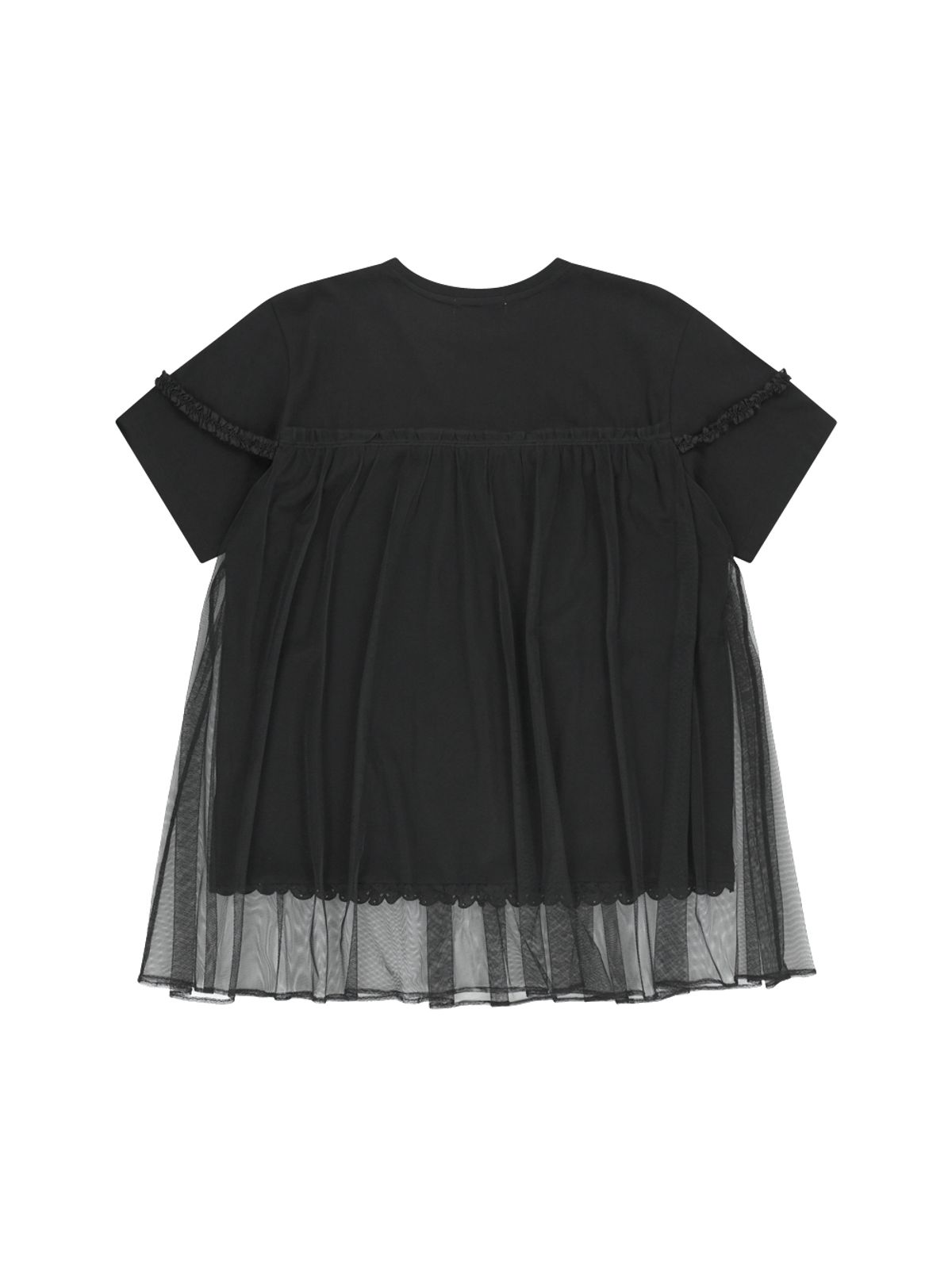 뚜오미오(TUOMIO) MESH LAYERED LACE T-SHIRT [BLACK]