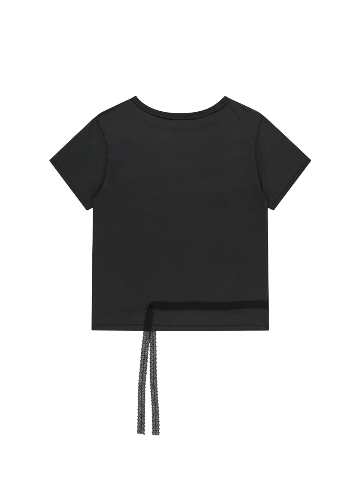 뚜오미오(TUOMIO) LACE STRAP OVERSIZED T-SHIRT [CHARCOAL]