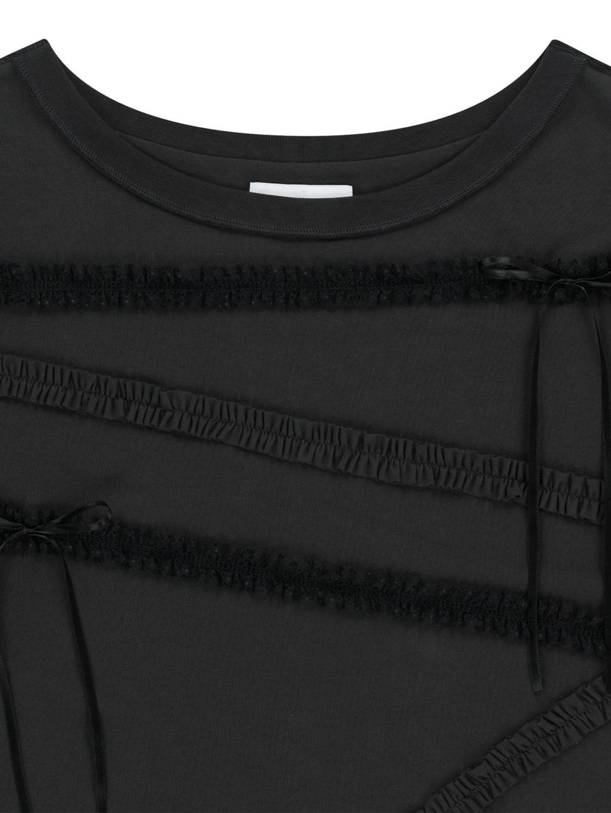 뚜오미오(TUOMIO) LACE STRAP OVERSIZED T-SHIRT [CHARCOAL]