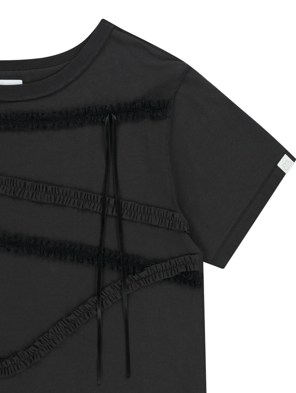 뚜오미오(TUOMIO) LACE STRAP OVERSIZED T-SHIRT [CHARCOAL]