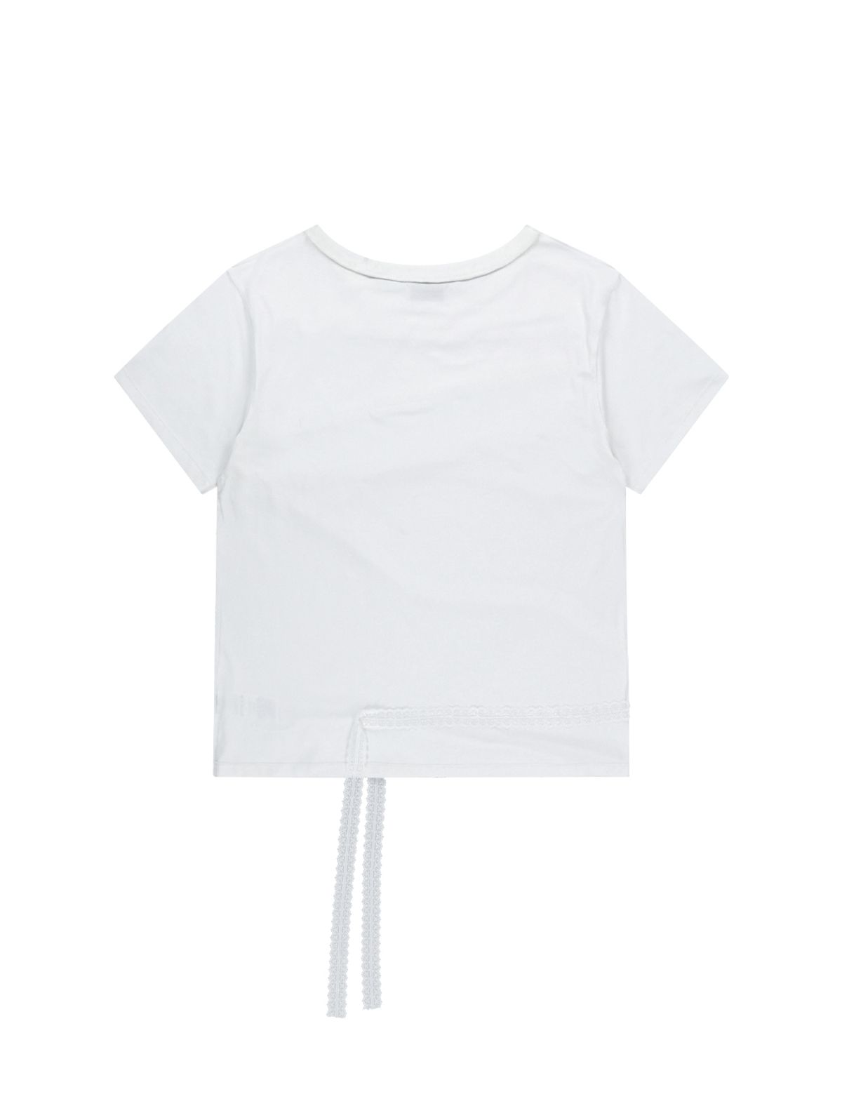 뚜오미오(TUOMIO) LACE STRAP OVERSIZED T-SHIRT [WHITE]