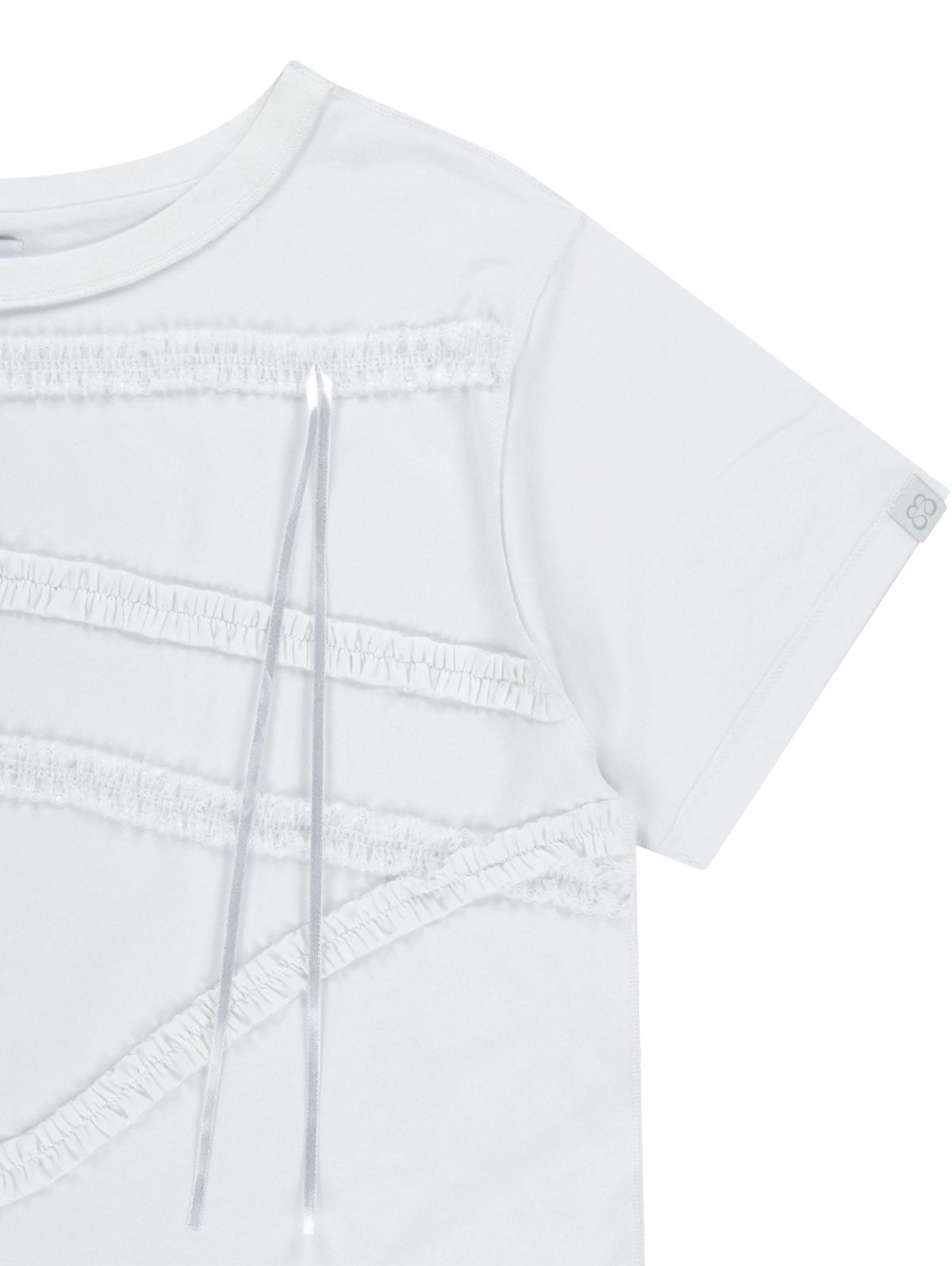 뚜오미오(TUOMIO) LACE STRAP OVERSIZED T-SHIRT [WHITE]