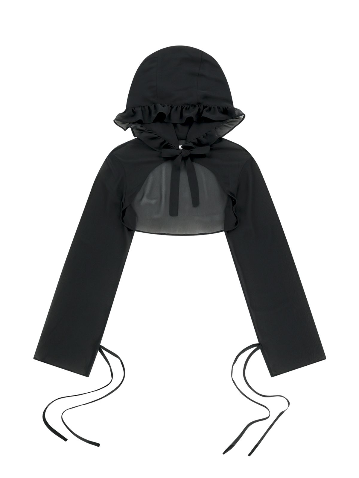 뚜오미오(TUOMIO) CHIFFON HOODED BOLERO [BLACK]