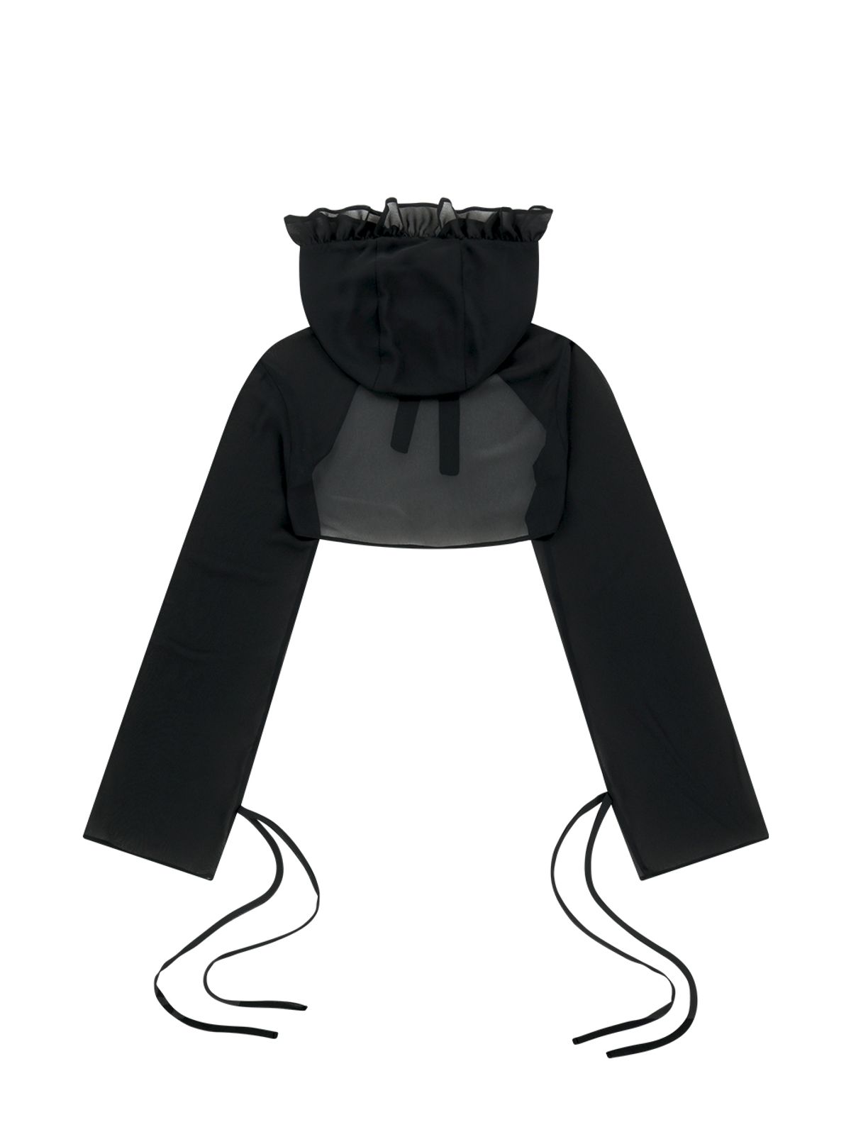 뚜오미오(TUOMIO) CHIFFON HOODED BOLERO [BLACK]