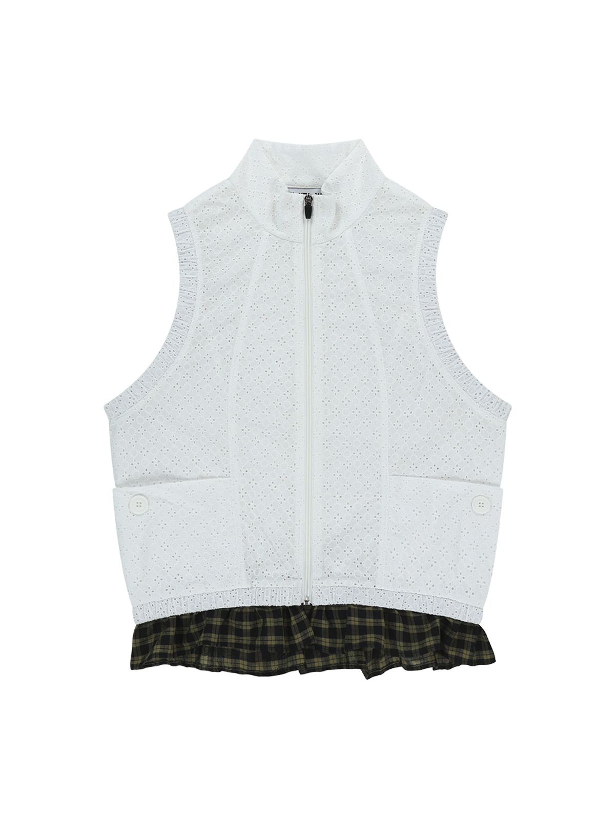뚜오미오(TUOMIO) EYELET FRILL VEST [WHITE]