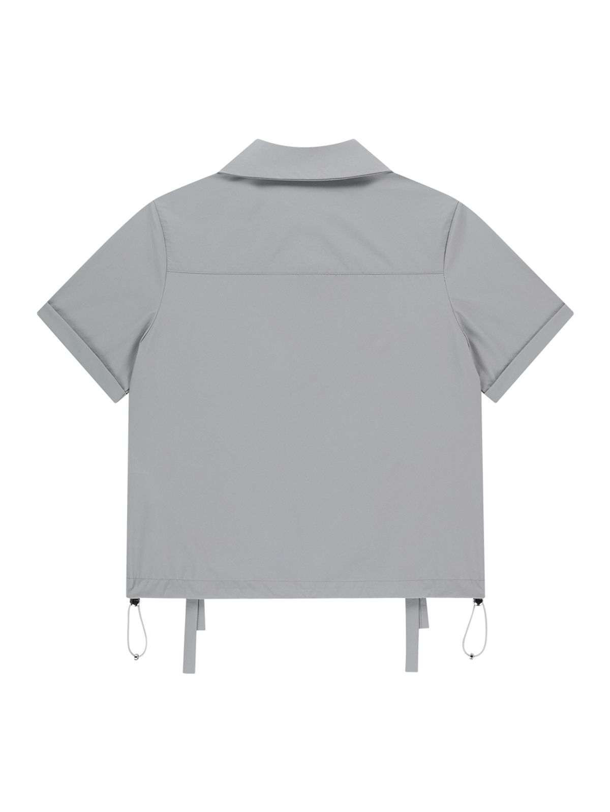 뚜오미오(TUOMIO) ROUND COLLAR NYLON ZIP-UP SHIRT [LIGHT GREY]