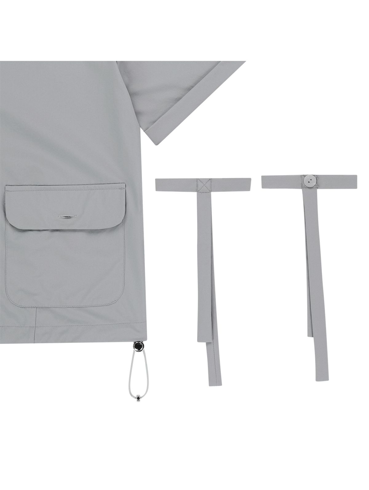 뚜오미오(TUOMIO) ROUND COLLAR NYLON ZIP-UP SHIRT [LIGHT GREY]
