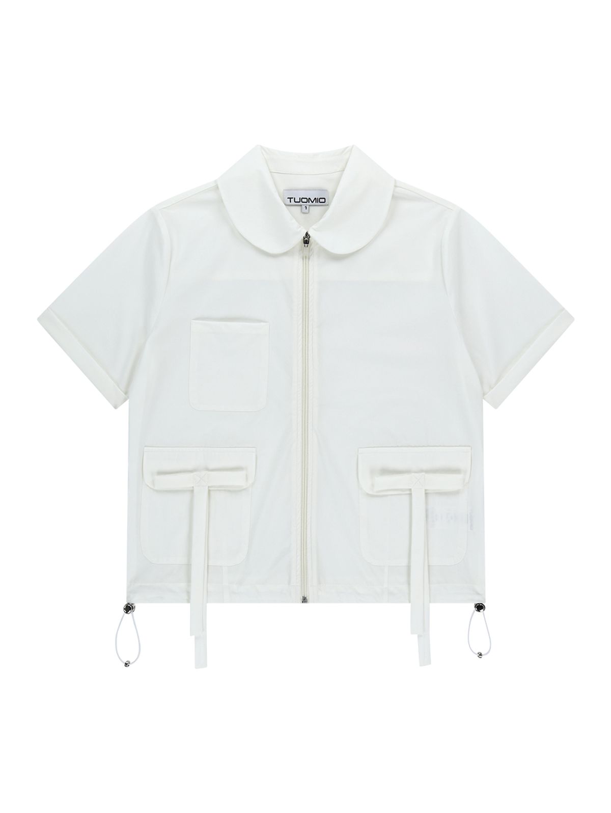 뚜오미오(TUOMIO) ROUND COLLAR NYLON ZIP-UP SHIRT [WHITE]