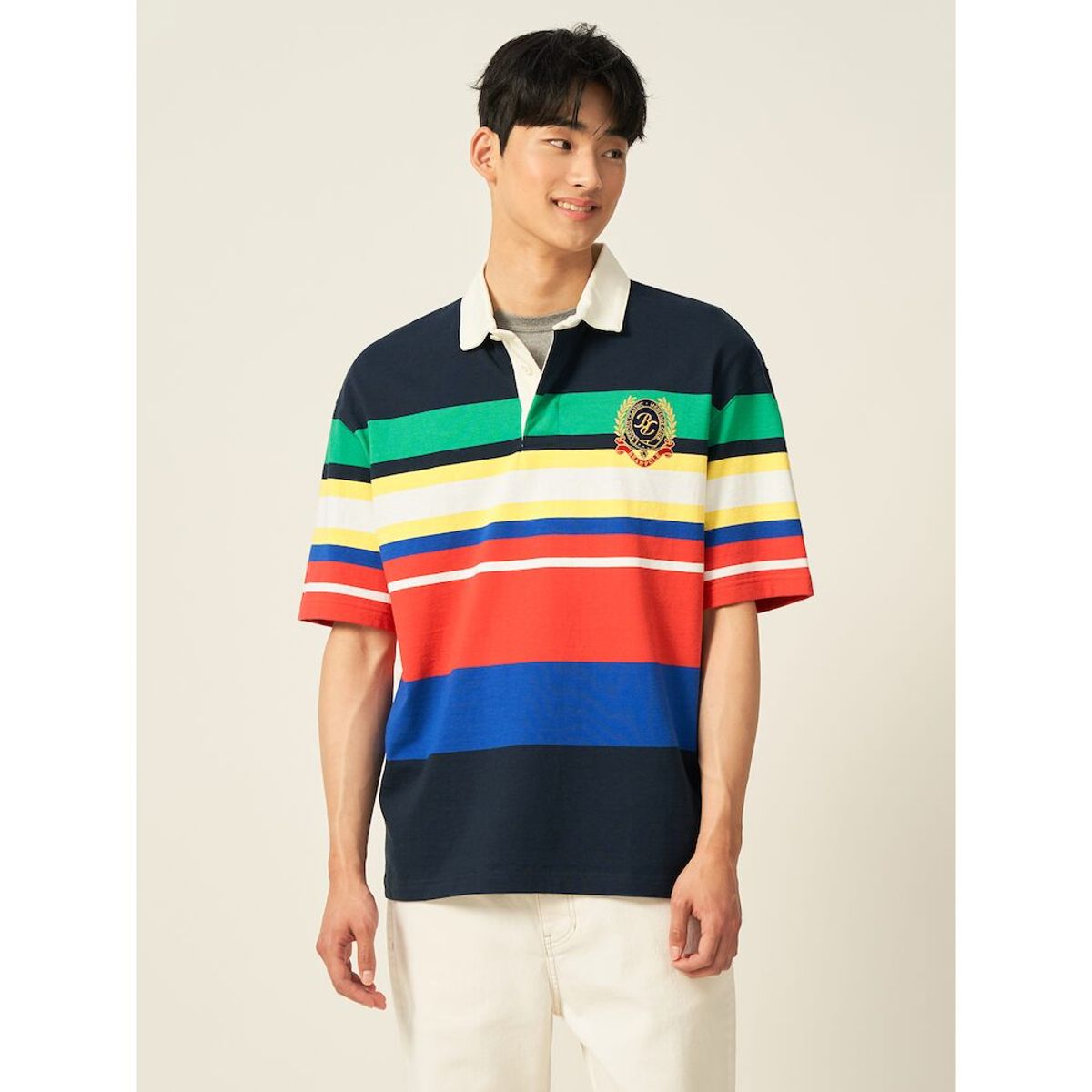 빈폴 멘(BEANPOLE MEN) 헤리티지 클럽 럭비 칼라넥 티셔츠  레드