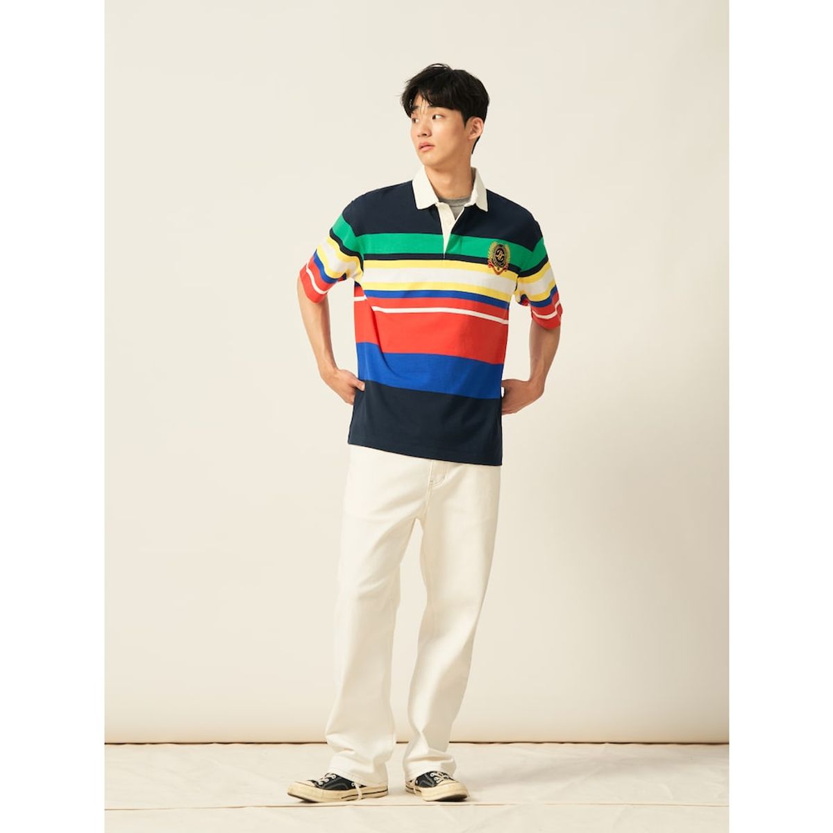 빈폴 멘(BEANPOLE MEN) 헤리티지 클럽 럭비 칼라넥 티셔츠  레드