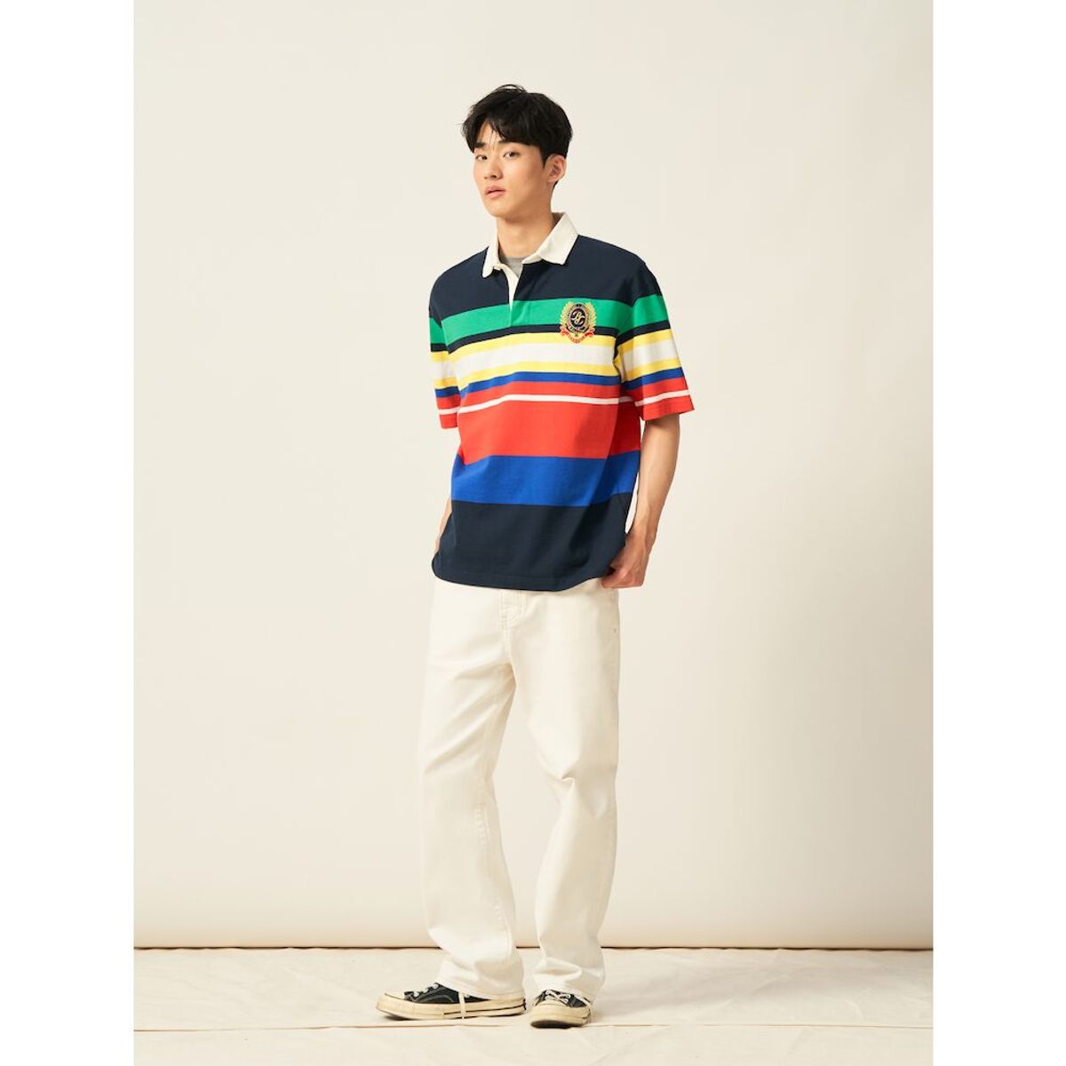 빈폴 멘(BEANPOLE MEN) 헤리티지 클럽 럭비 칼라넥 티셔츠  레드