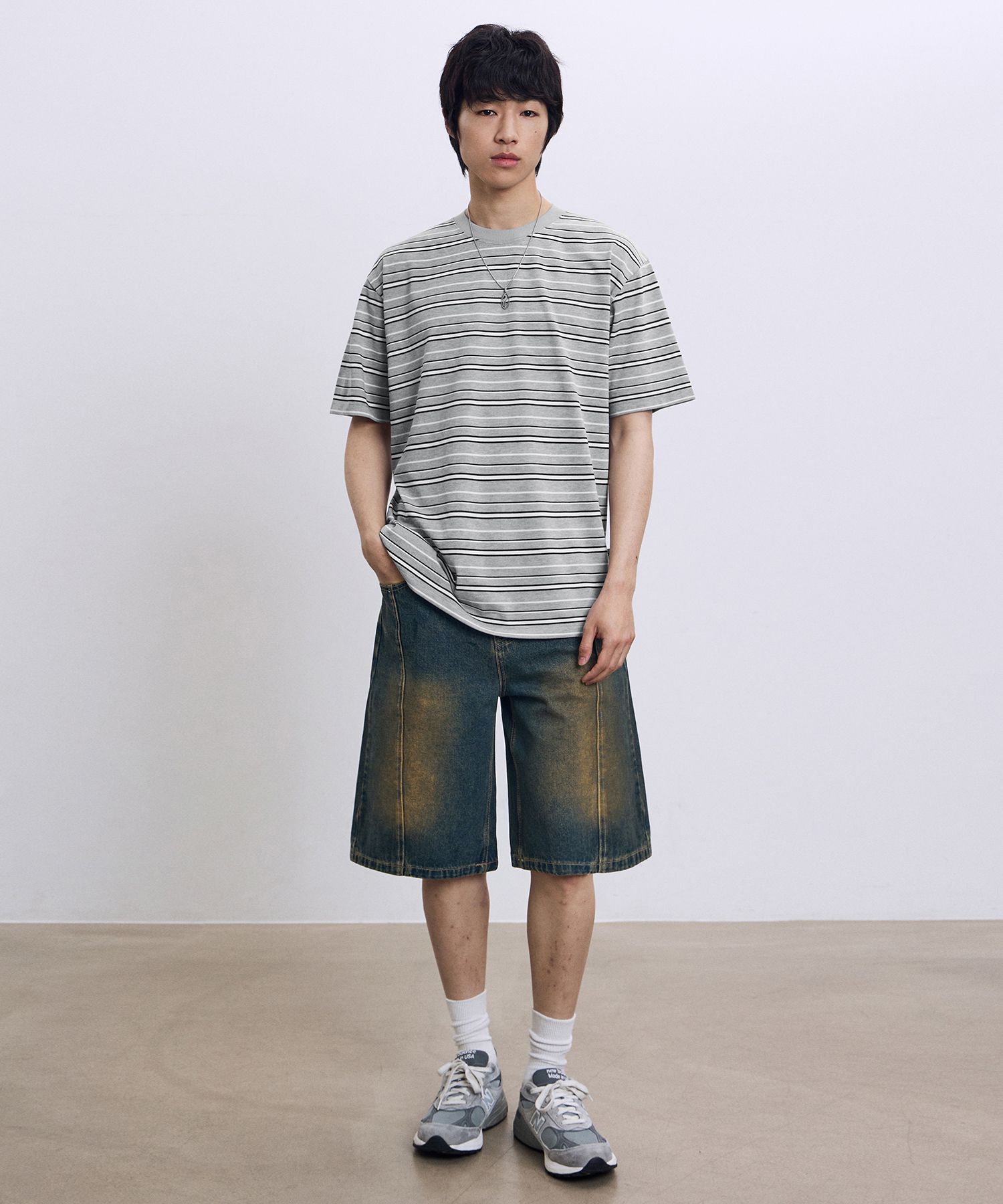 Tシャツ・カットソー [FILLUMINATE] Mixed color striped t-shirt MUSINSA | FILLUMINATE Mixed Color Stripe T-Shirt - Brown
