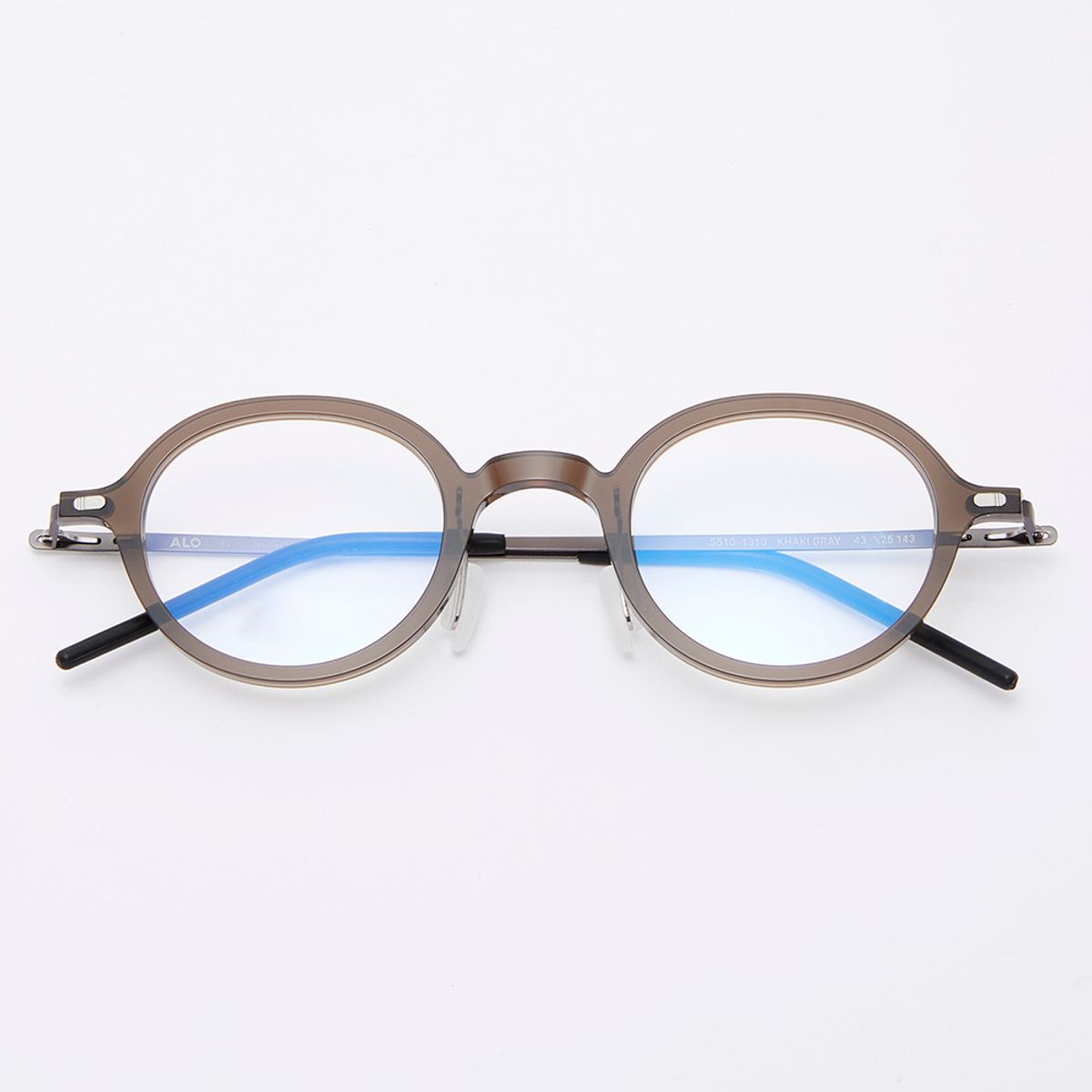 알로아이웨어(ALO EYEWEAR) [The air] AL5510 1310G 오리엔탈 라운드 초경량 안경테 카키 블루라이트 렌즈 선택