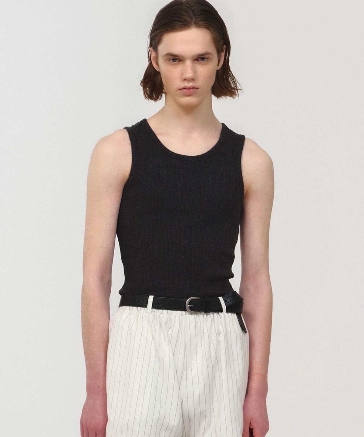 문선 아카이브(MOONSUN ARCHIVE) UNISEX, Basic Ribbed Sleeveless / Charcoal