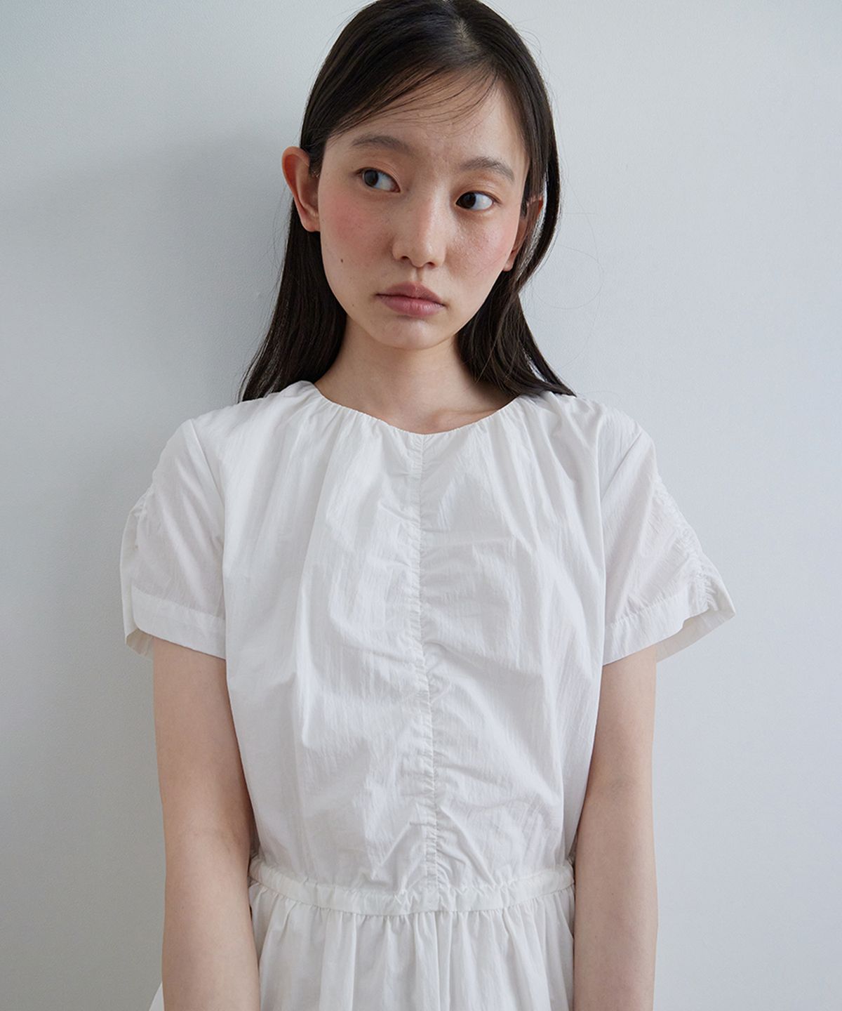 스텝어라운드(STEP AROUND) Half sleeve string one-piece_WHITE