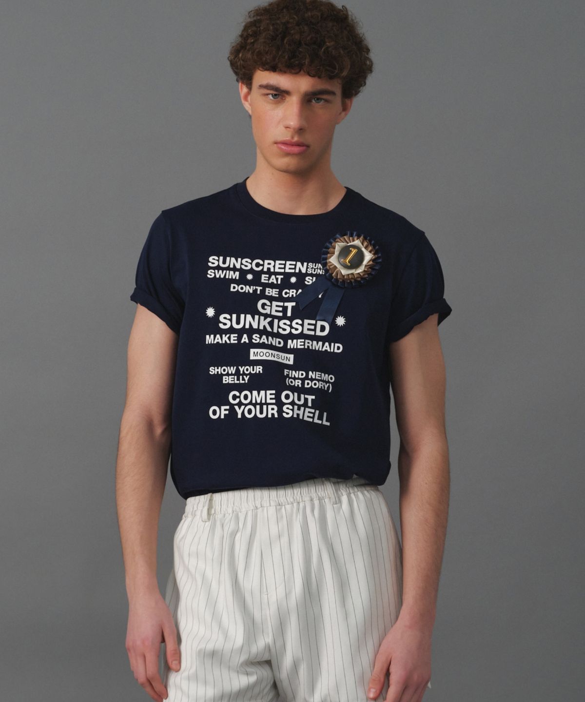 문선 아카이브(MOONSUN ARCHIVE) M.C UNISEX, Beach Rules T-Shirt / Navy
