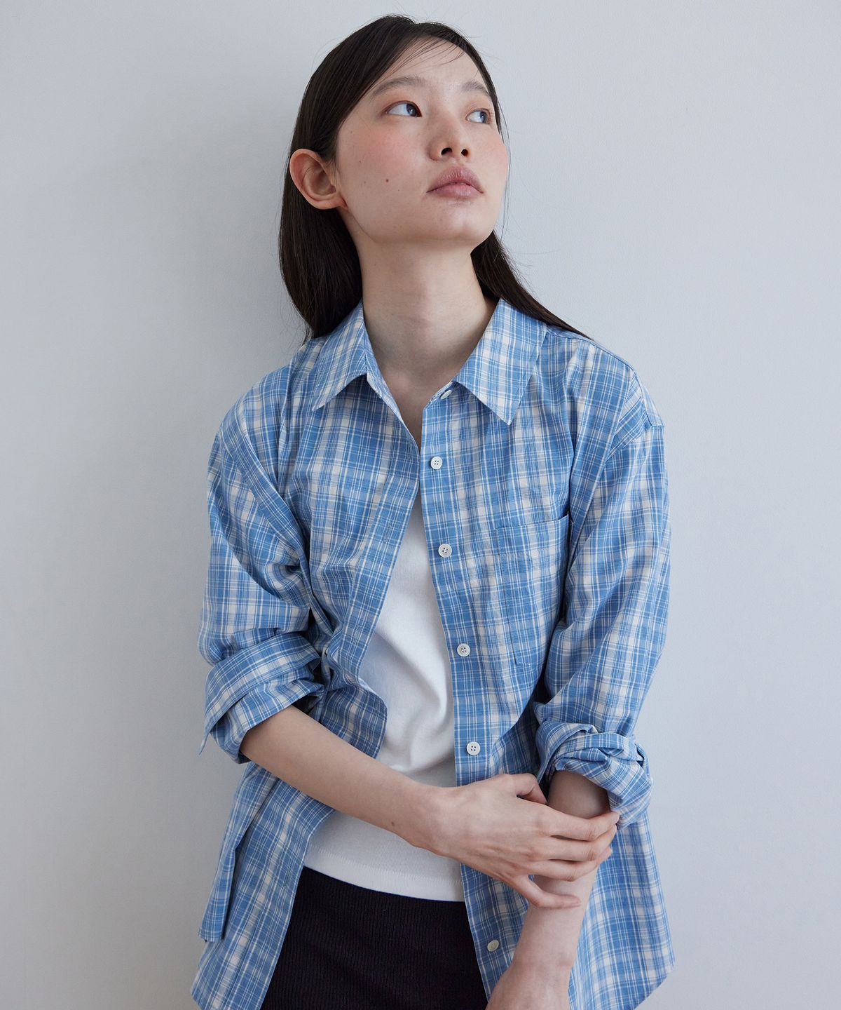 스텝어라운드(STEP AROUND) Soft cotton washing check shirts_BLUE