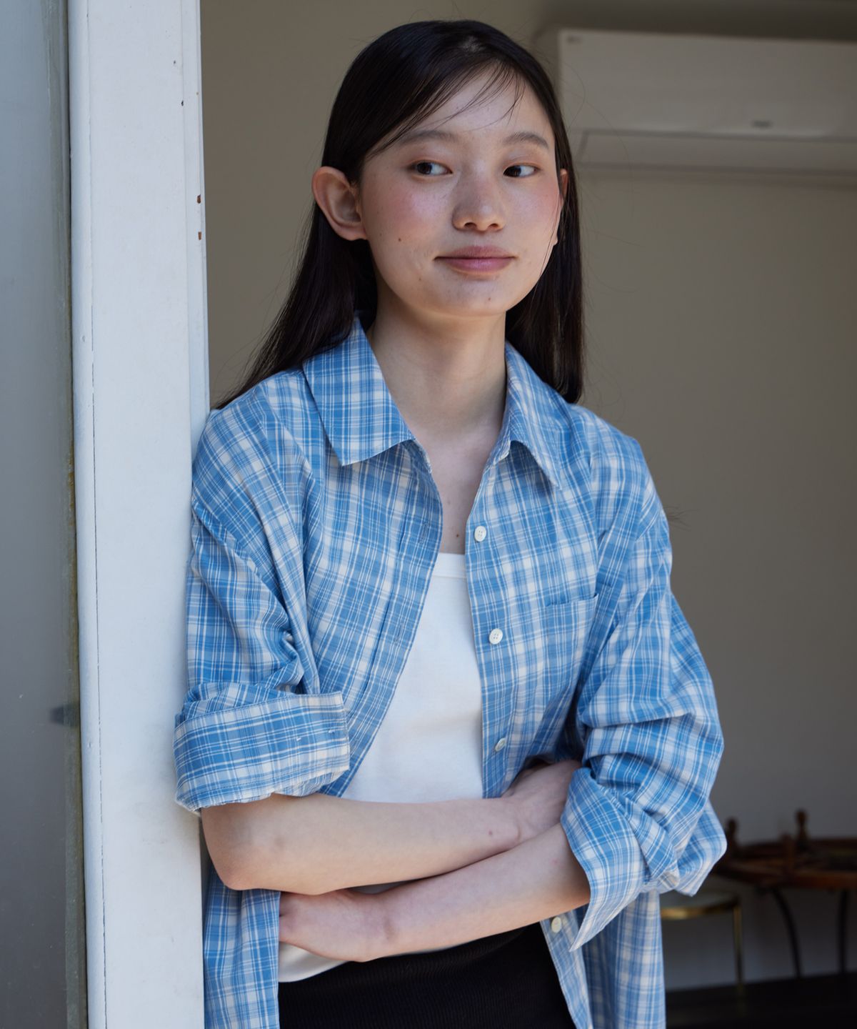 스텝어라운드(STEP AROUND) Soft cotton washing check shirts_BLUE