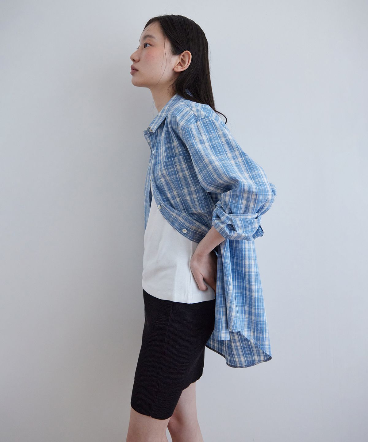 스텝어라운드(STEP AROUND) Soft cotton washing check shirts_BLUE