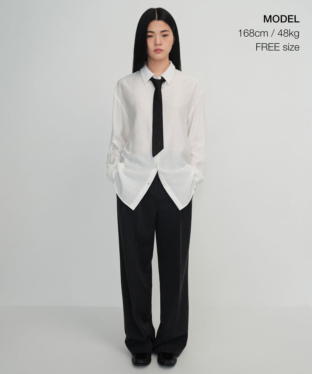 무신사 스탠다드 우먼(MUSINSA STANDARD WOMAN) 우먼즈 실크 슬래시 컷 넥타이 [블랙]