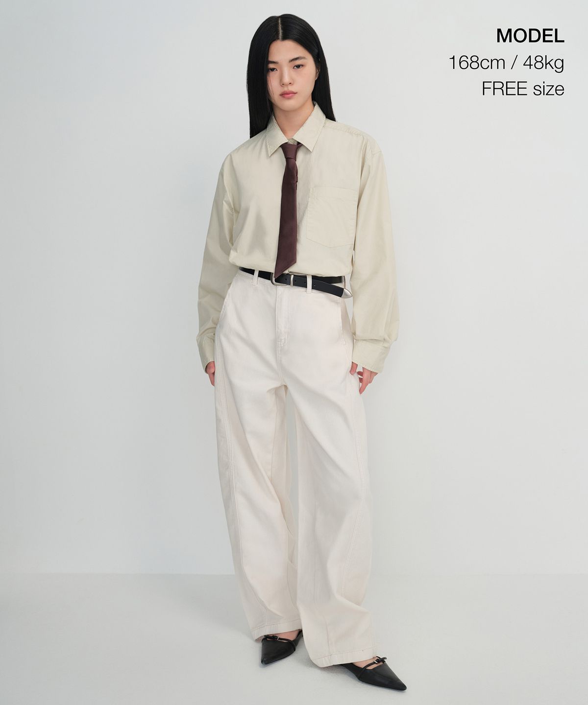무신사 스탠다드 우먼(MUSINSA STANDARD WOMAN) 우먼즈 실크 슬래시 컷 넥타이 [다크 브라운]
