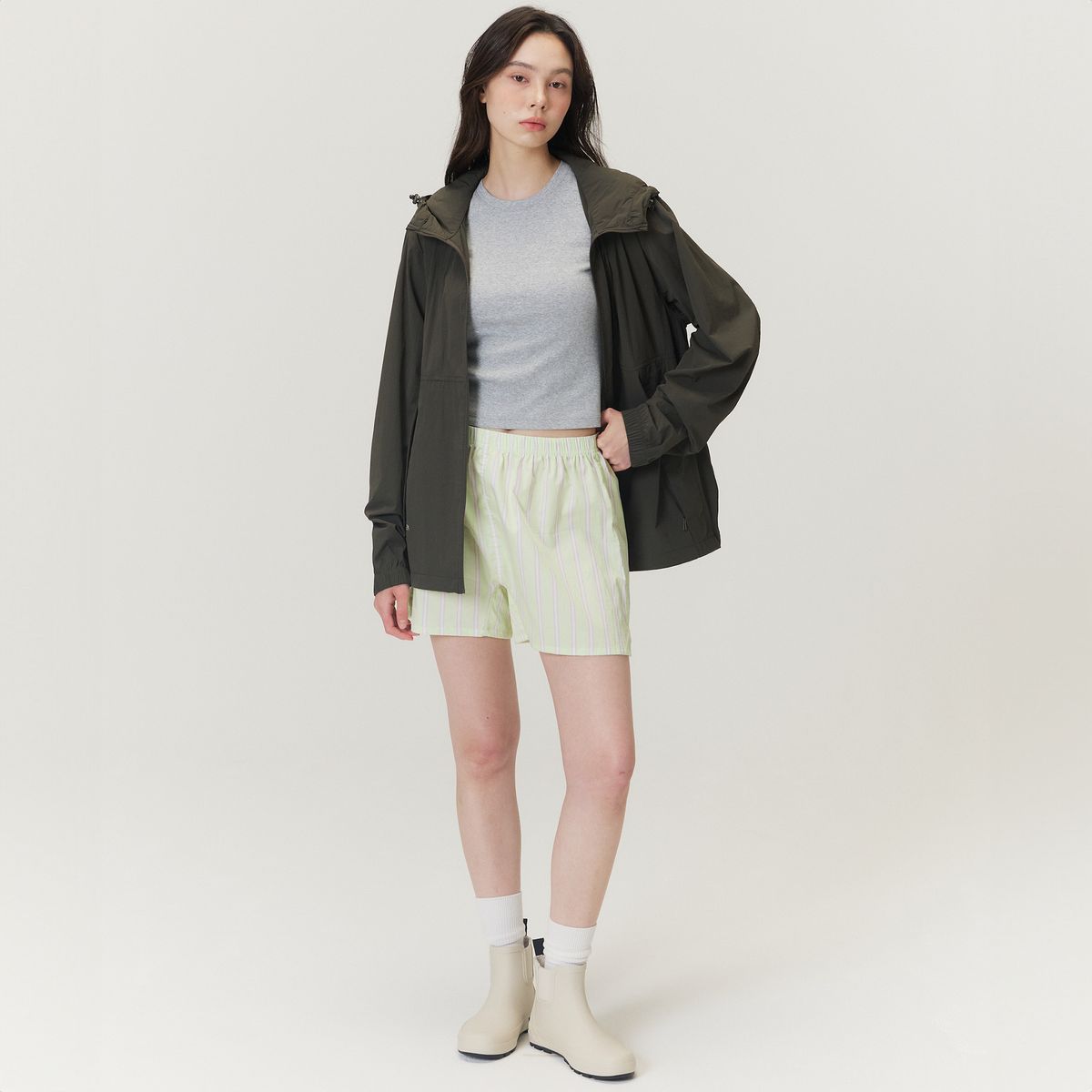 네파(NEPA) 7LBO109 여성 트렁크 쇼츠 그린 스트라이프 세트 2PACK