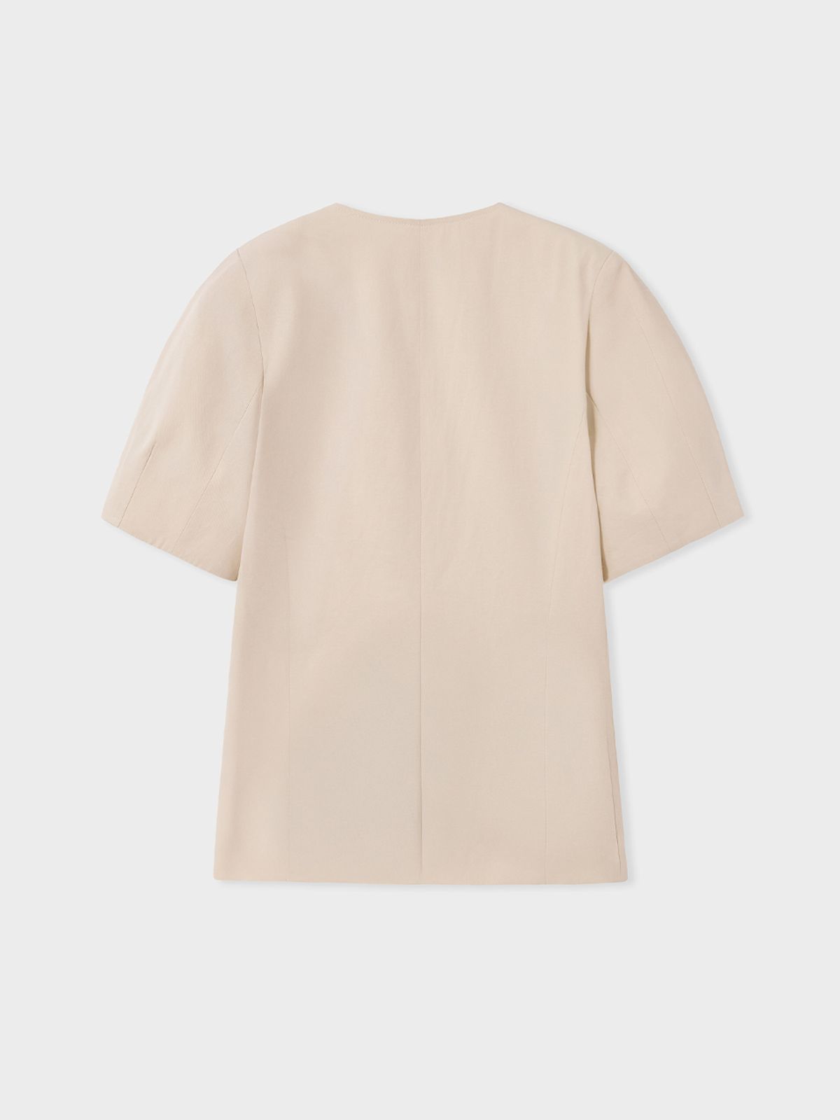 아르카익(ARCHAIC) collarless volume sleeve jacket_beige