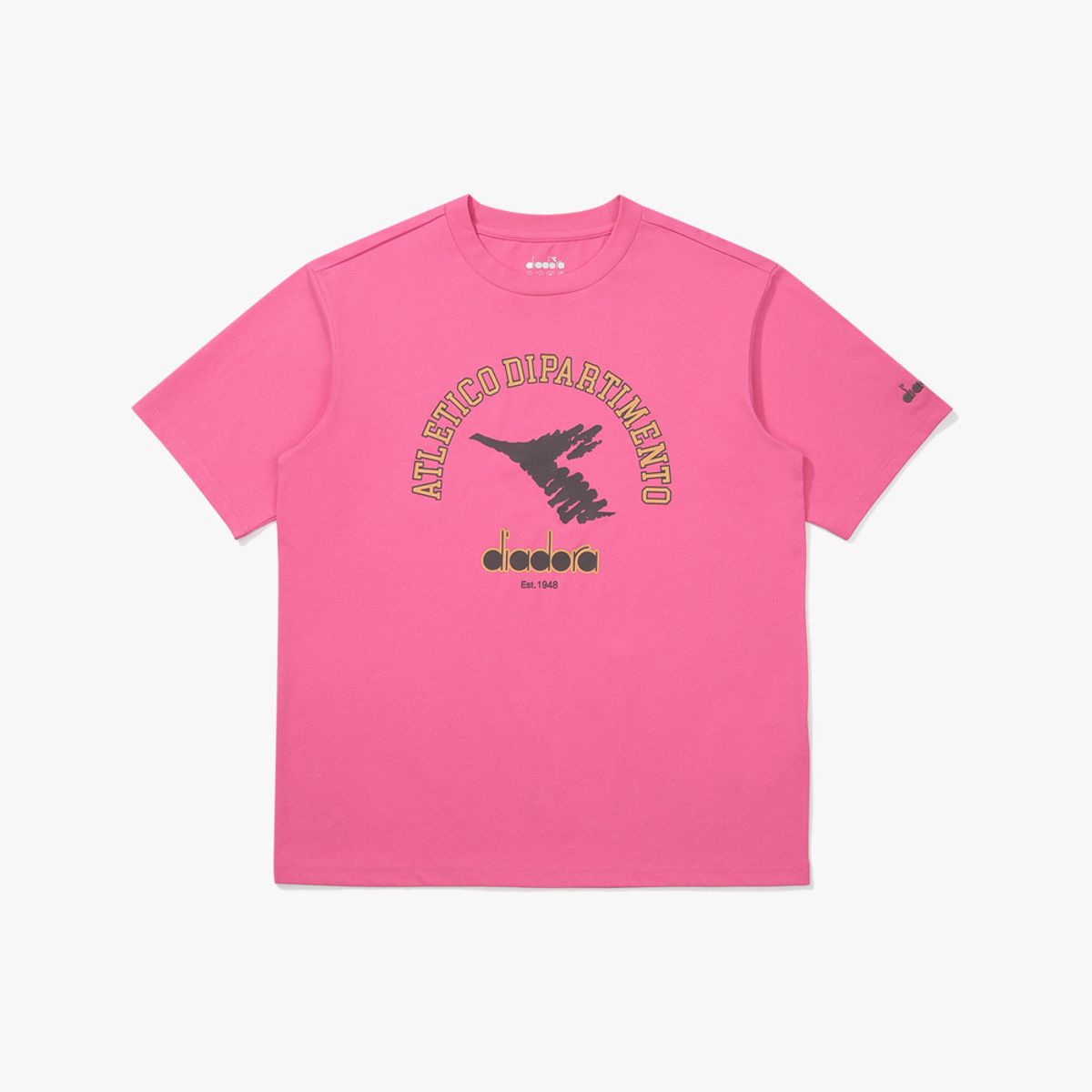 디아도라(diadora) 아카이브 아치 로고 반팔 티셔츠 PINK