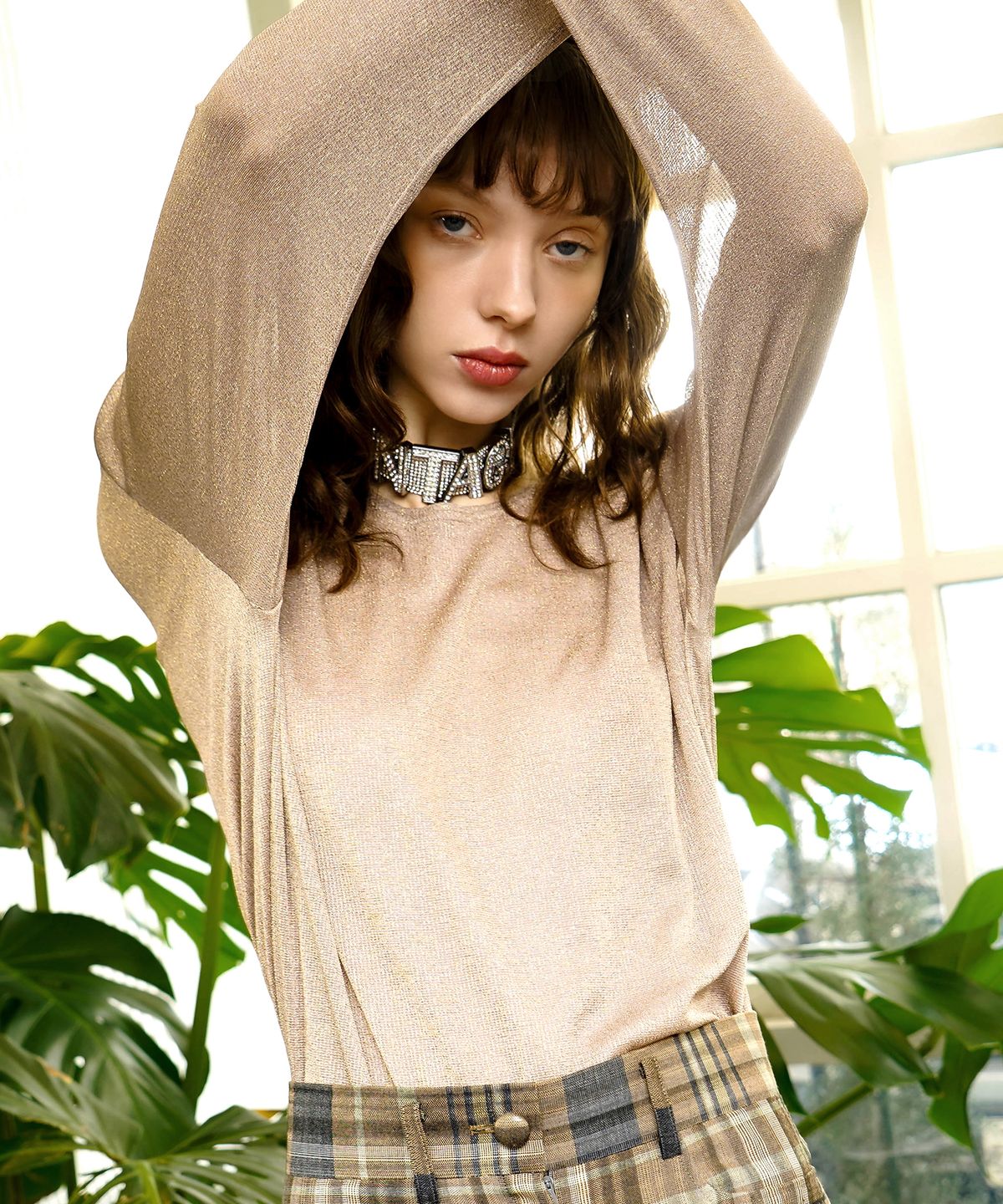언티지(UNTAGE) U넥 메탈 슬러브 티셔츠[Gold(UNISEX)]_UTT-ST51
