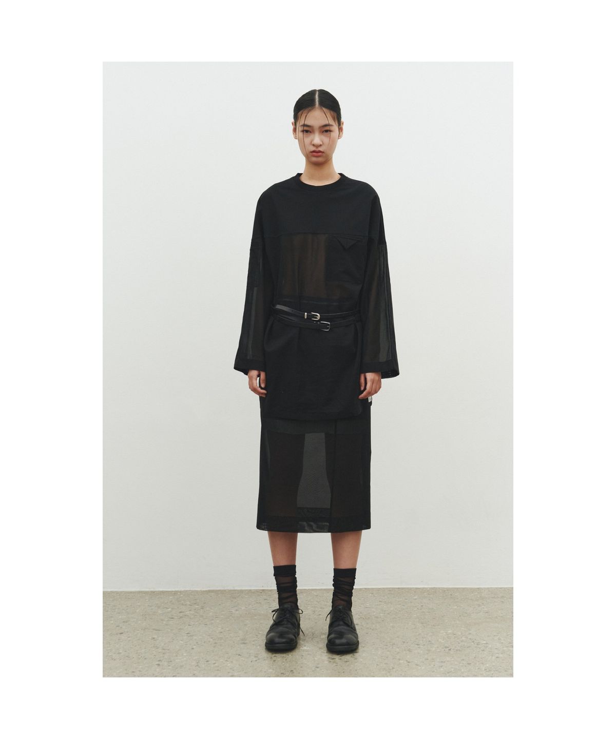 래코드(RECODE) Jersey Sheer Top_RQTAM25574BKX