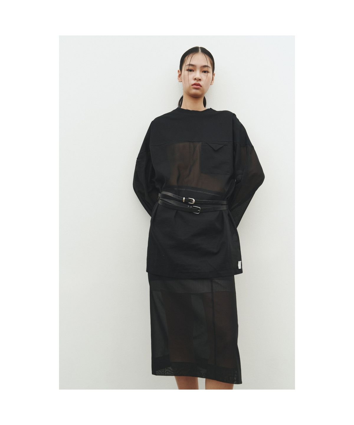 래코드(RECODE) Jersey Sheer Top_RQTAM25574BKX
