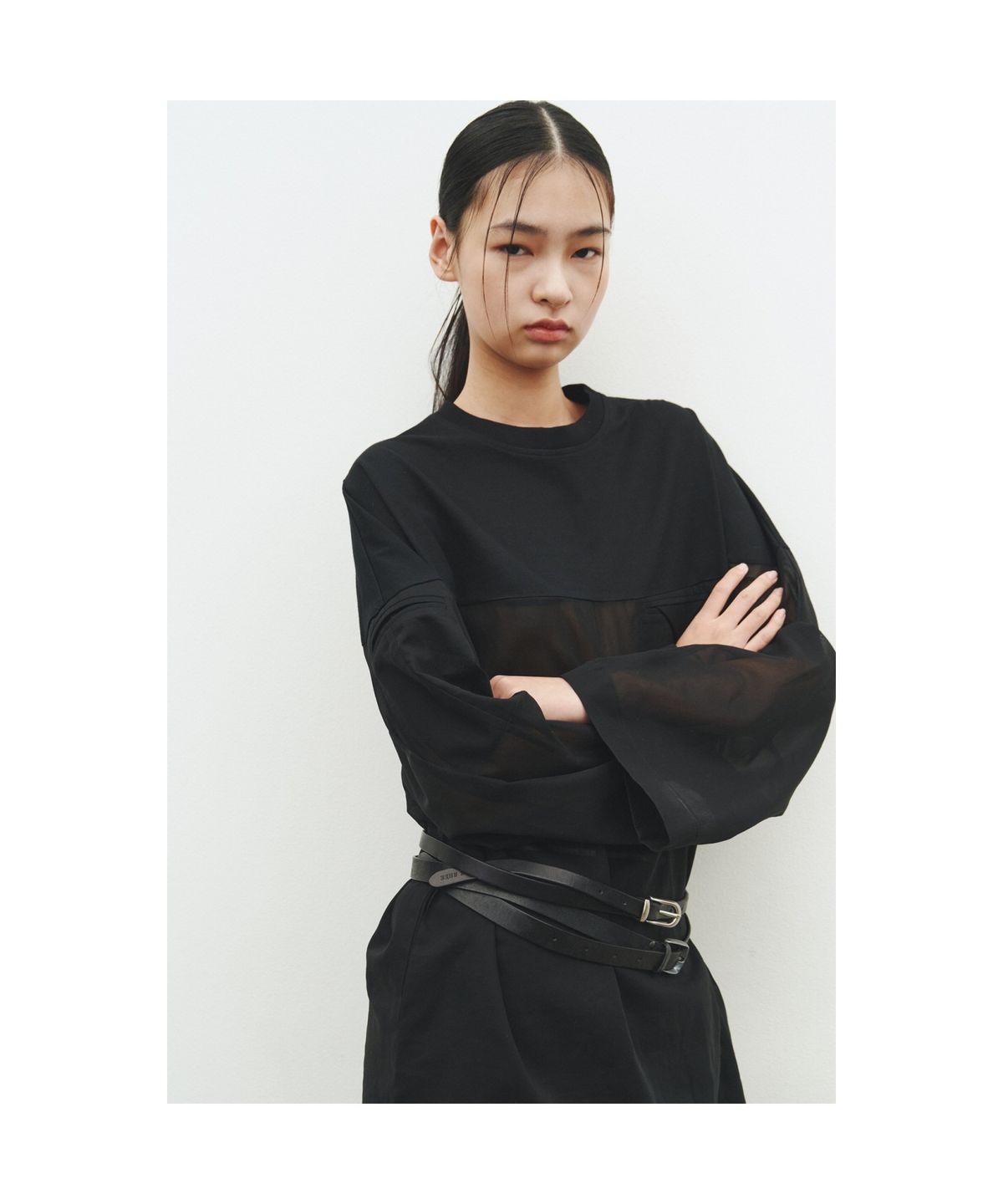 래코드(RECODE) Jersey Sheer Top_RQTAM25574BKX