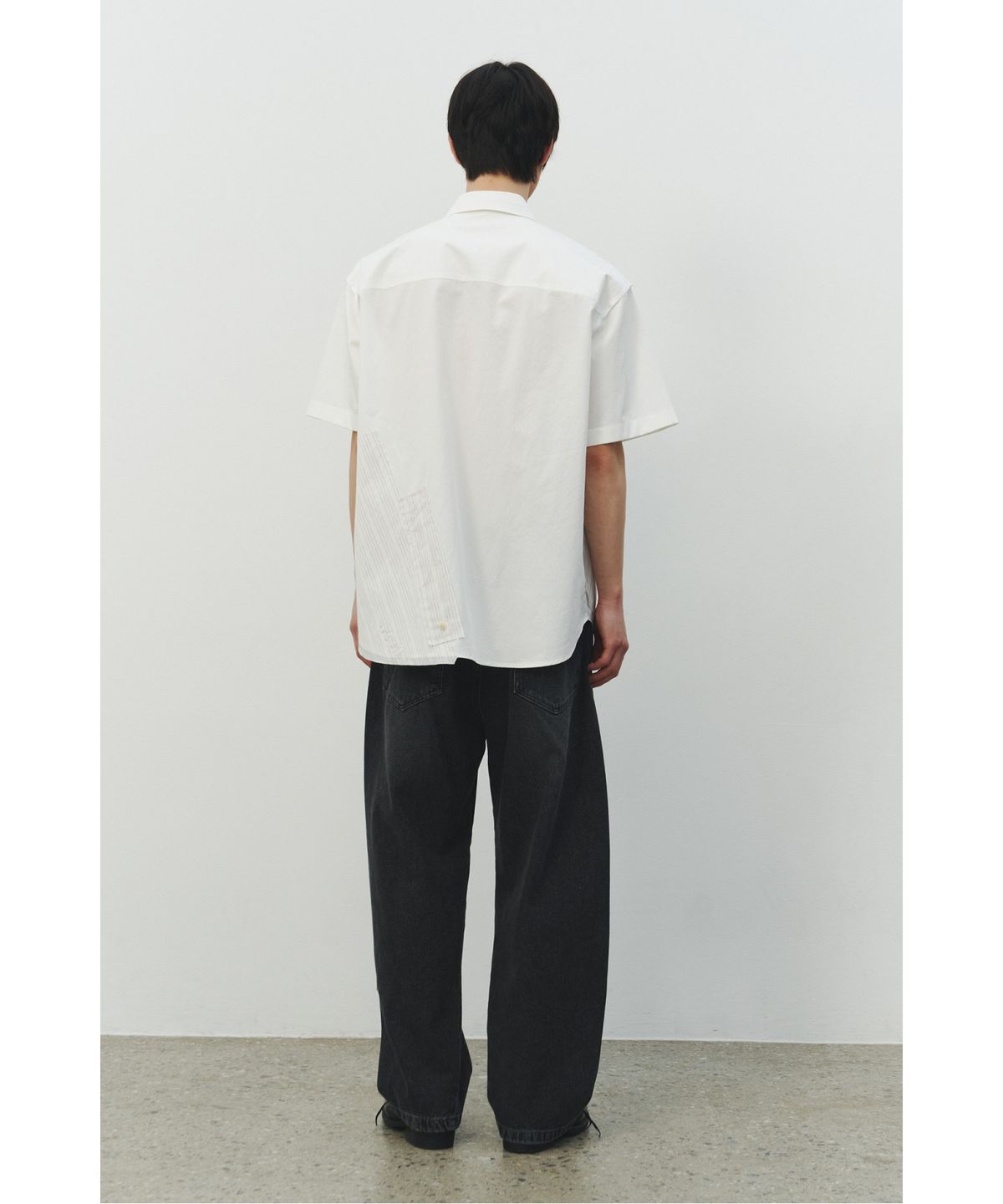 래코드(RECODE) Patchwork Short Sleeves Shirts_RKSAS25612WHX