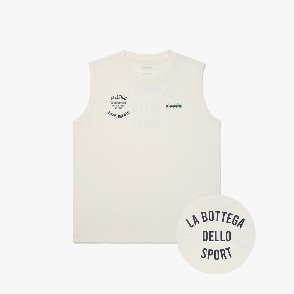디아도라(diadora) 아카이브 프론트 그래픽 슬리브리스 OFF WHITE