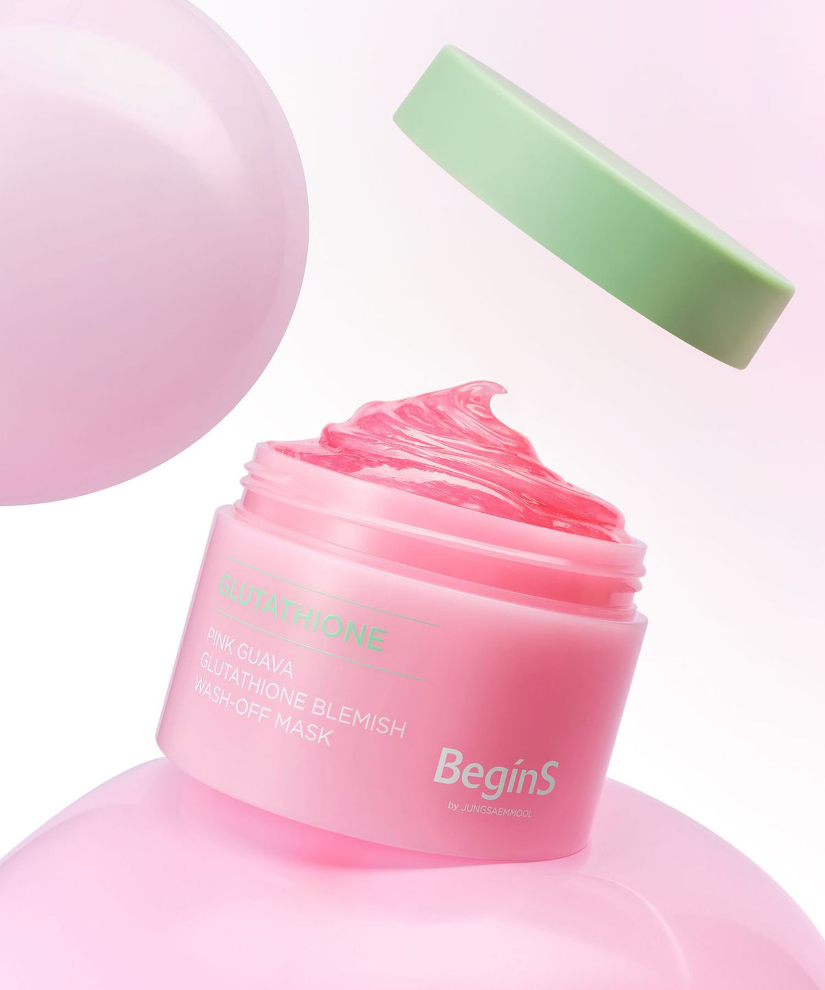 비긴스 바이 정샘물(BEGINS) 핑크 구아바 글루타치온 흔적 워시오프 마스크 90g (흔적세럼5ml + 아이겔패치 1매 증정)