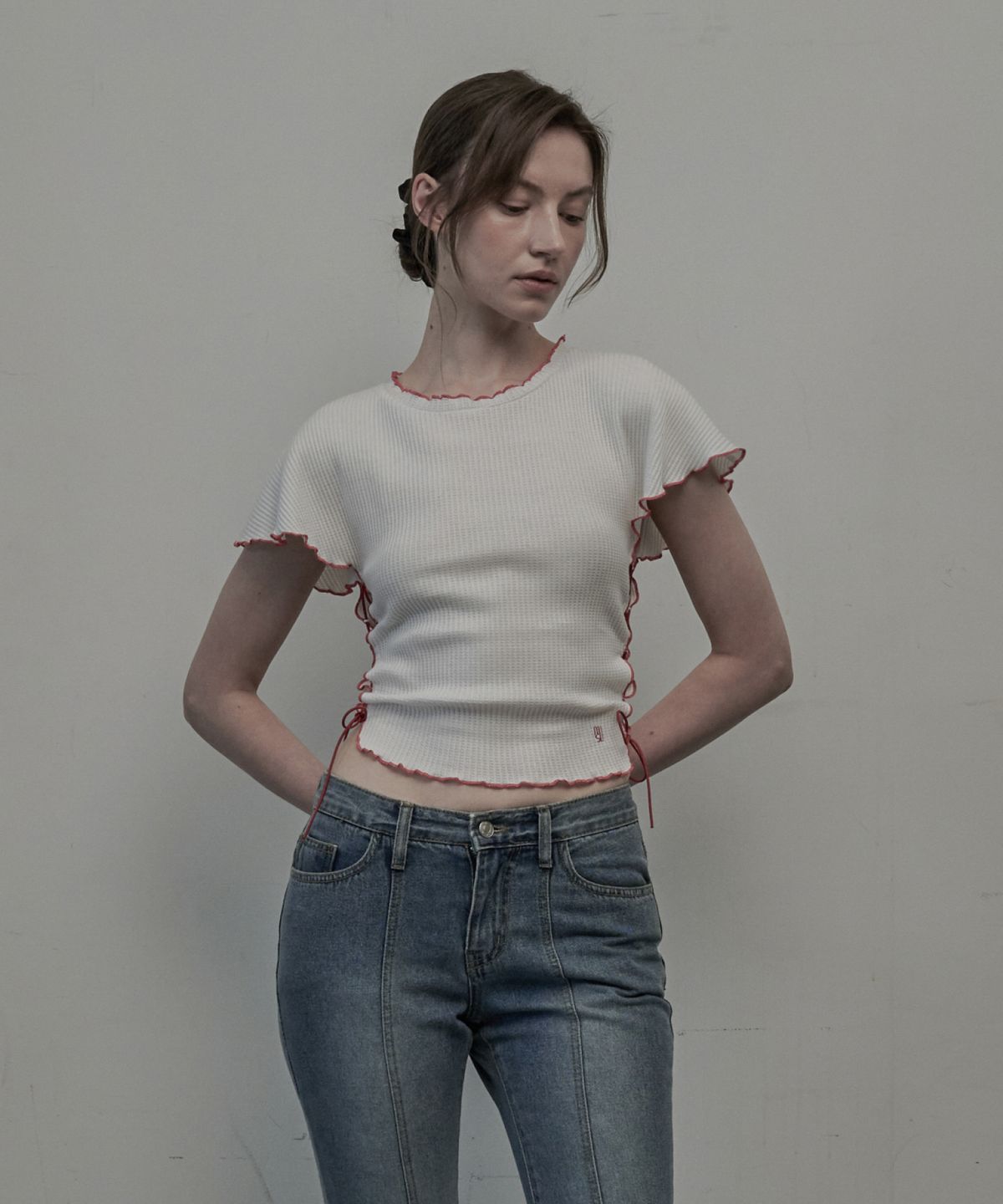 마우솔레움(MAU SOLEUM) Faye Waffle T-Shirt - White