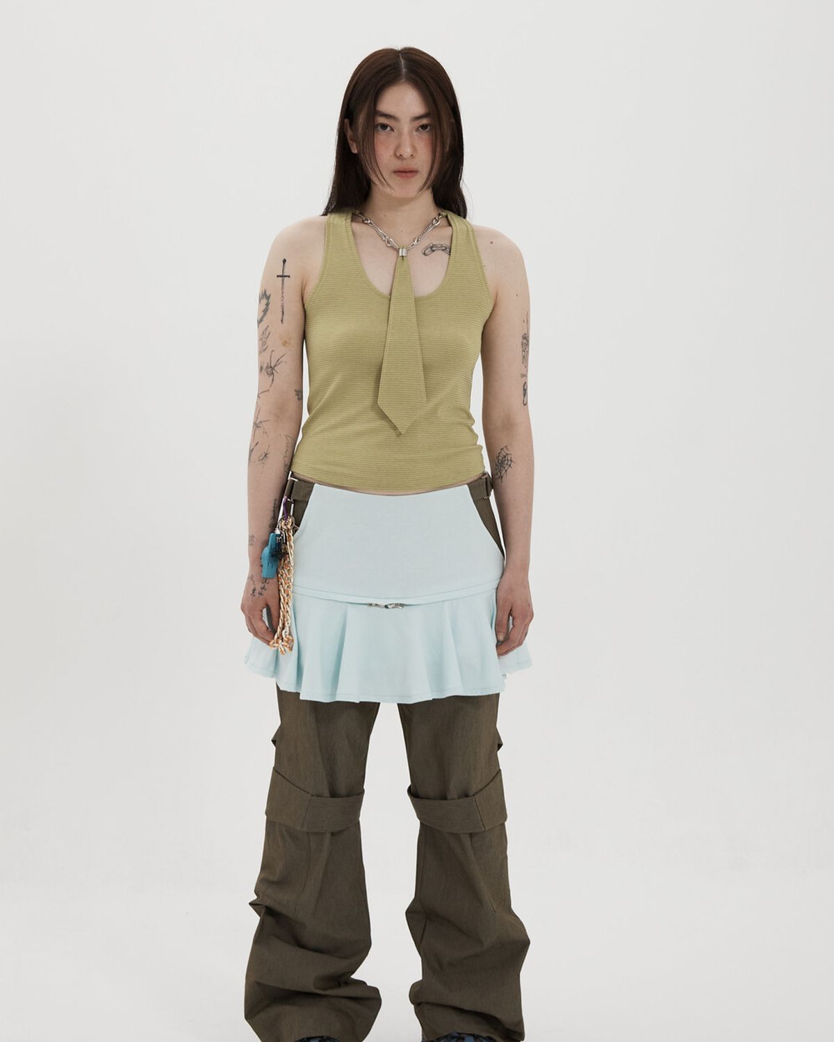퓨레(PUREE) Neck tie tank top Matcha