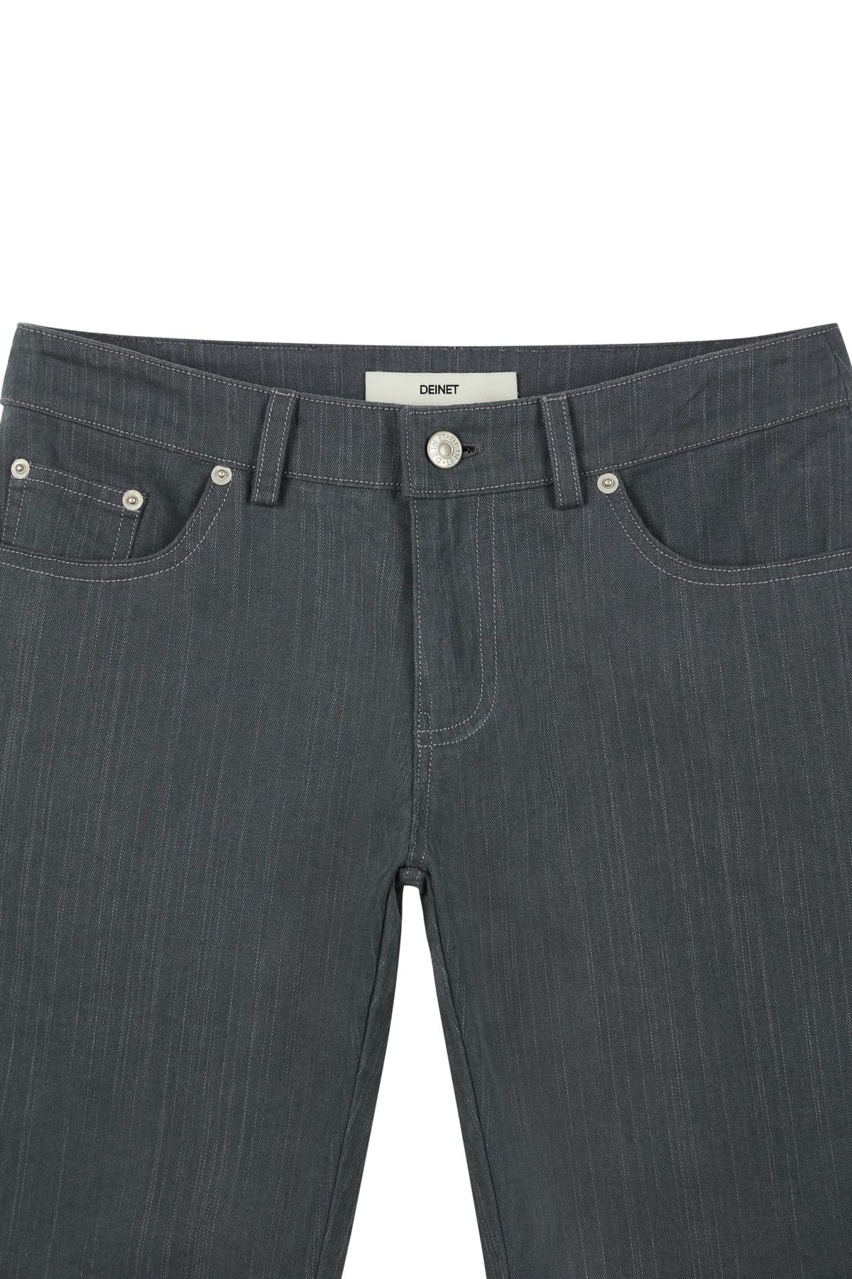 다이닛(DEINET) STUD LINE DAMEGE BOOTS CUT DENIM IN GREY